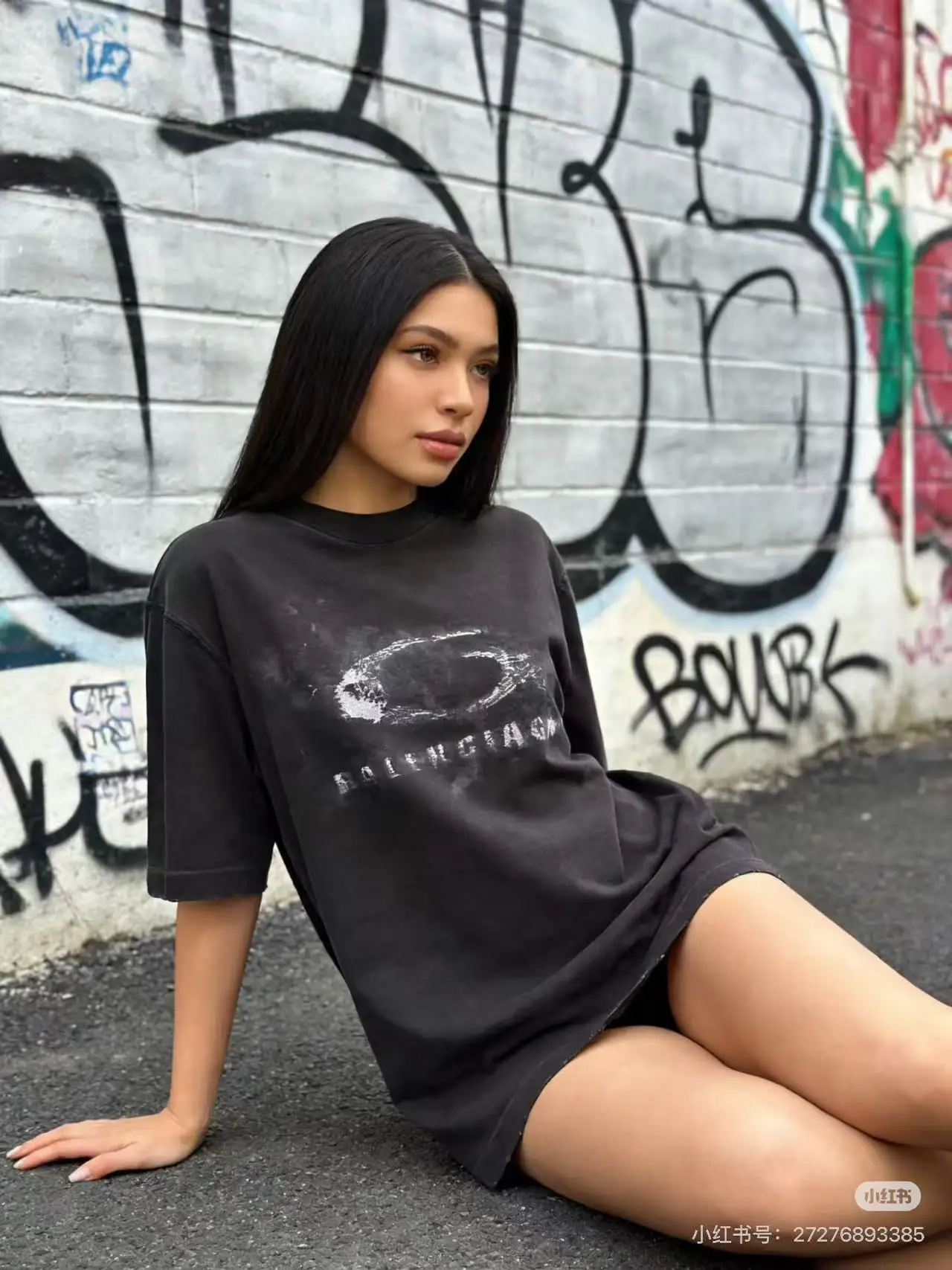 Washed Graphic Print Oversized T-Shirt D16020039 — view 5