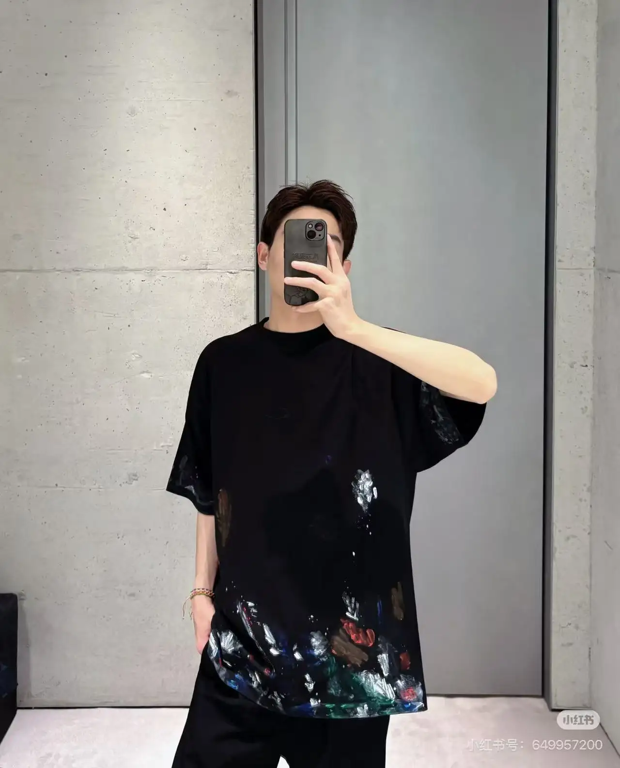 Paint-Splatter Embroidered Cotton T-Shirt D16020058 — view 3