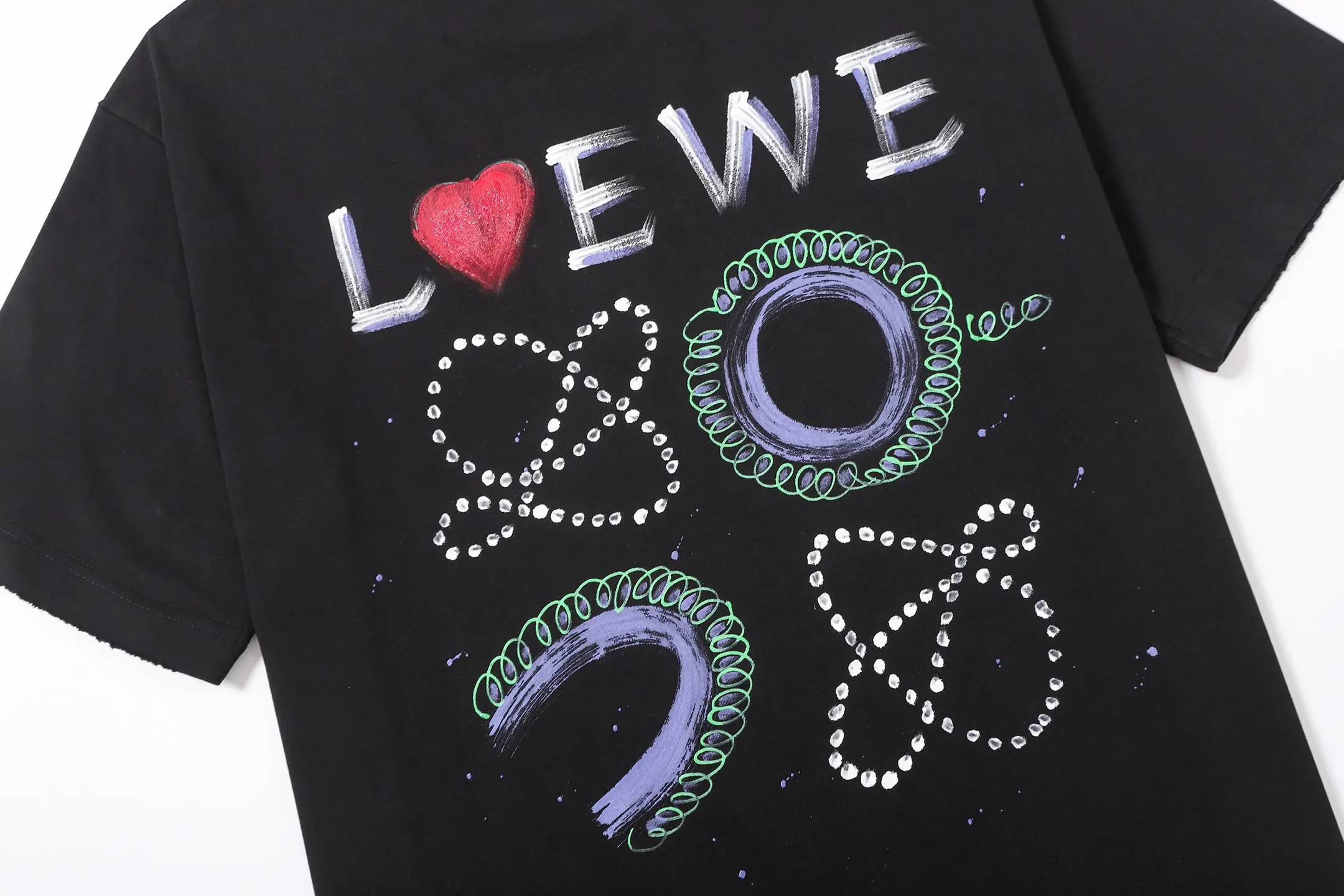 Hand-Painted Anagram Logo Cotton T-Shirt D16513301 — view 8