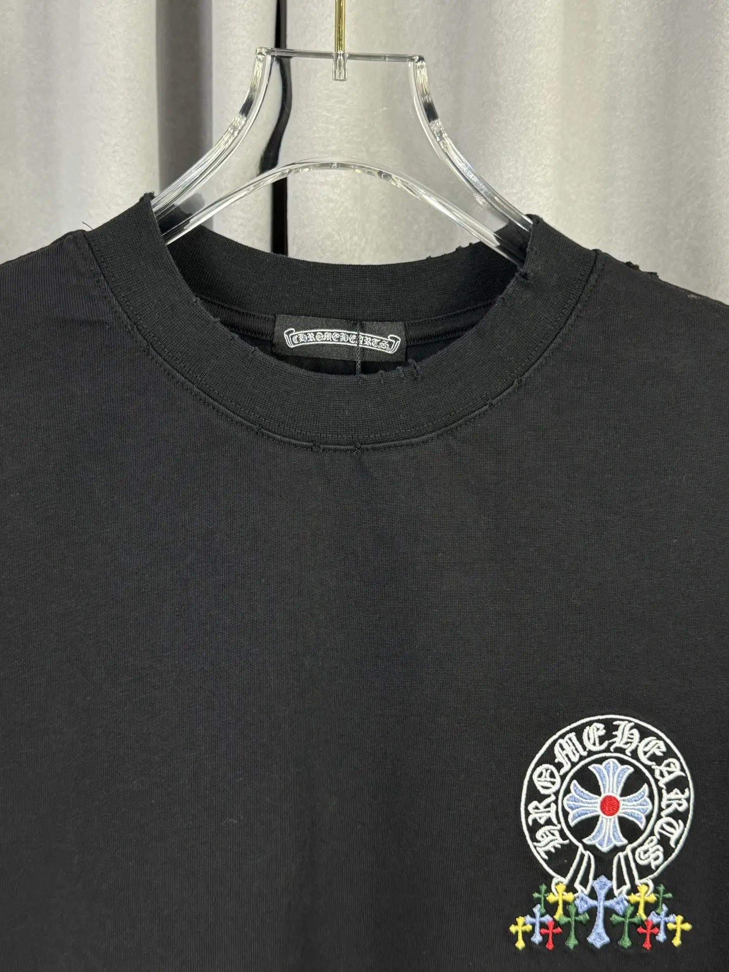 Embroidered Cross Acid-Wash Cotton T-Shirt D16519585 — view 5