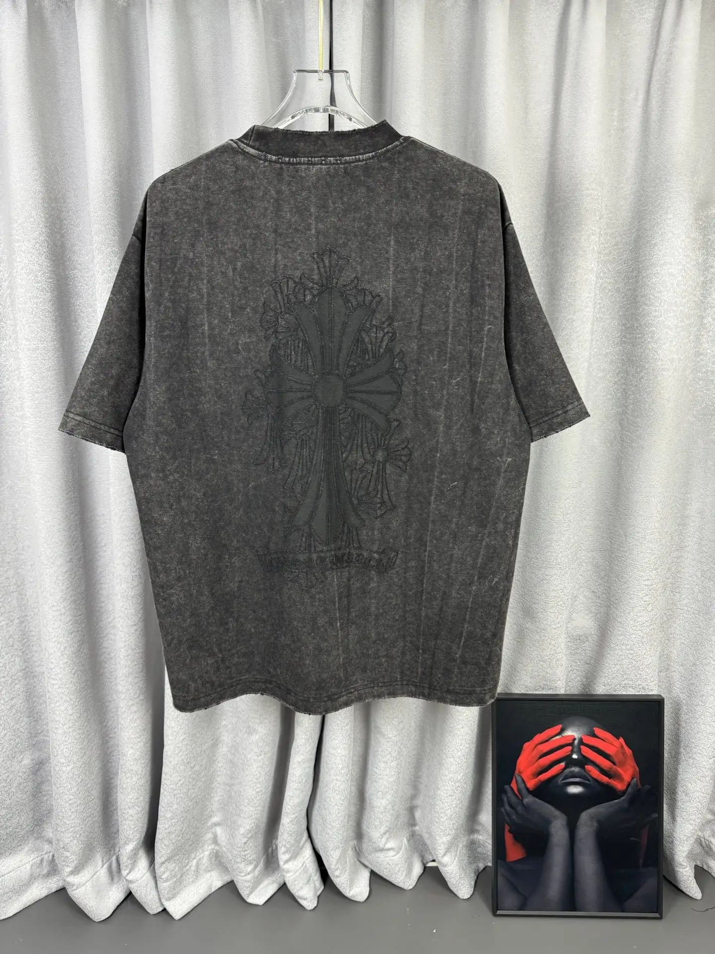 Acid-Wash Embroidered Cotton T-Shirt D16519599 — view 3