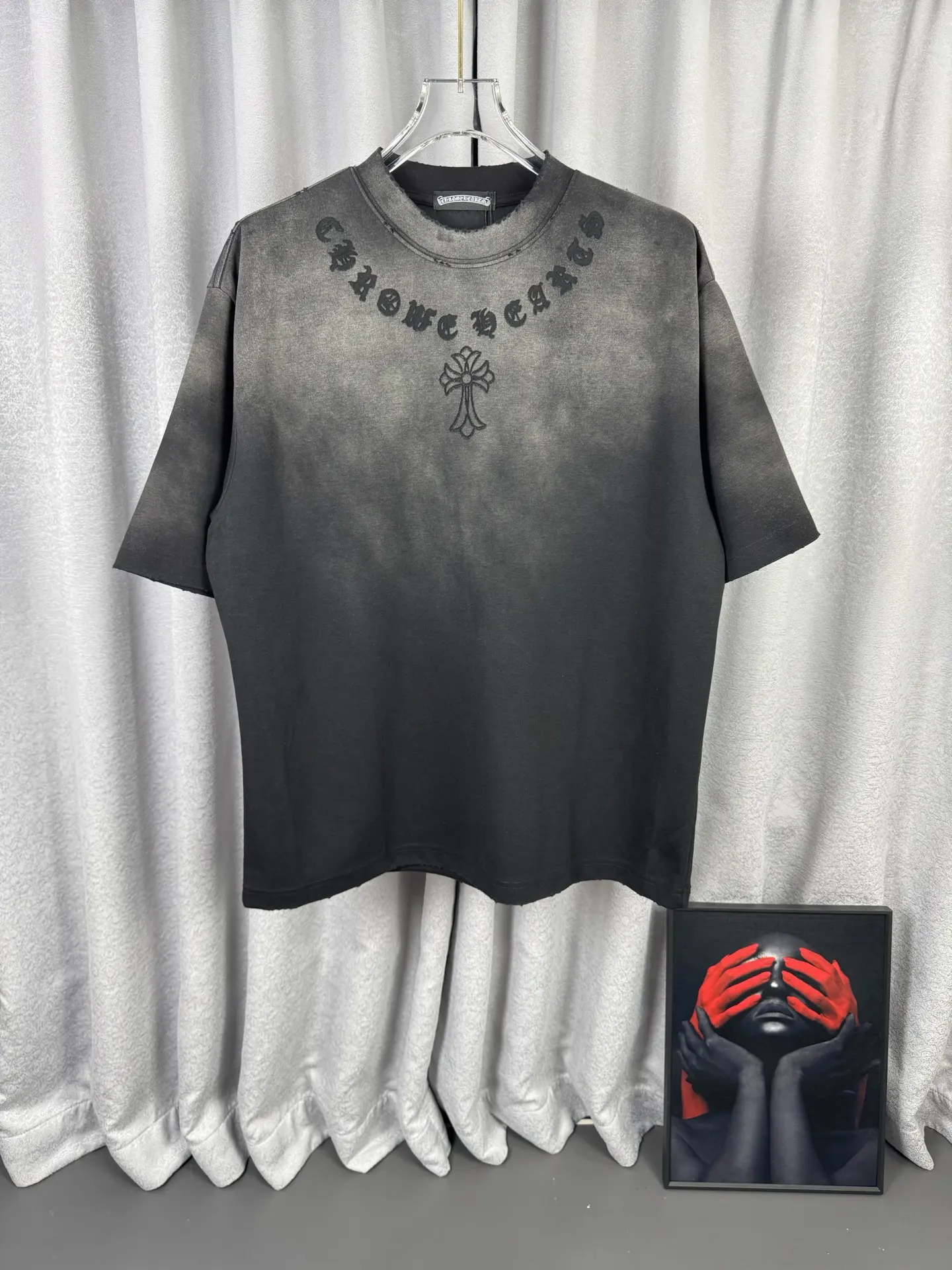 Acid-Wash Embroidered Cotton T-Shirt D16519597
