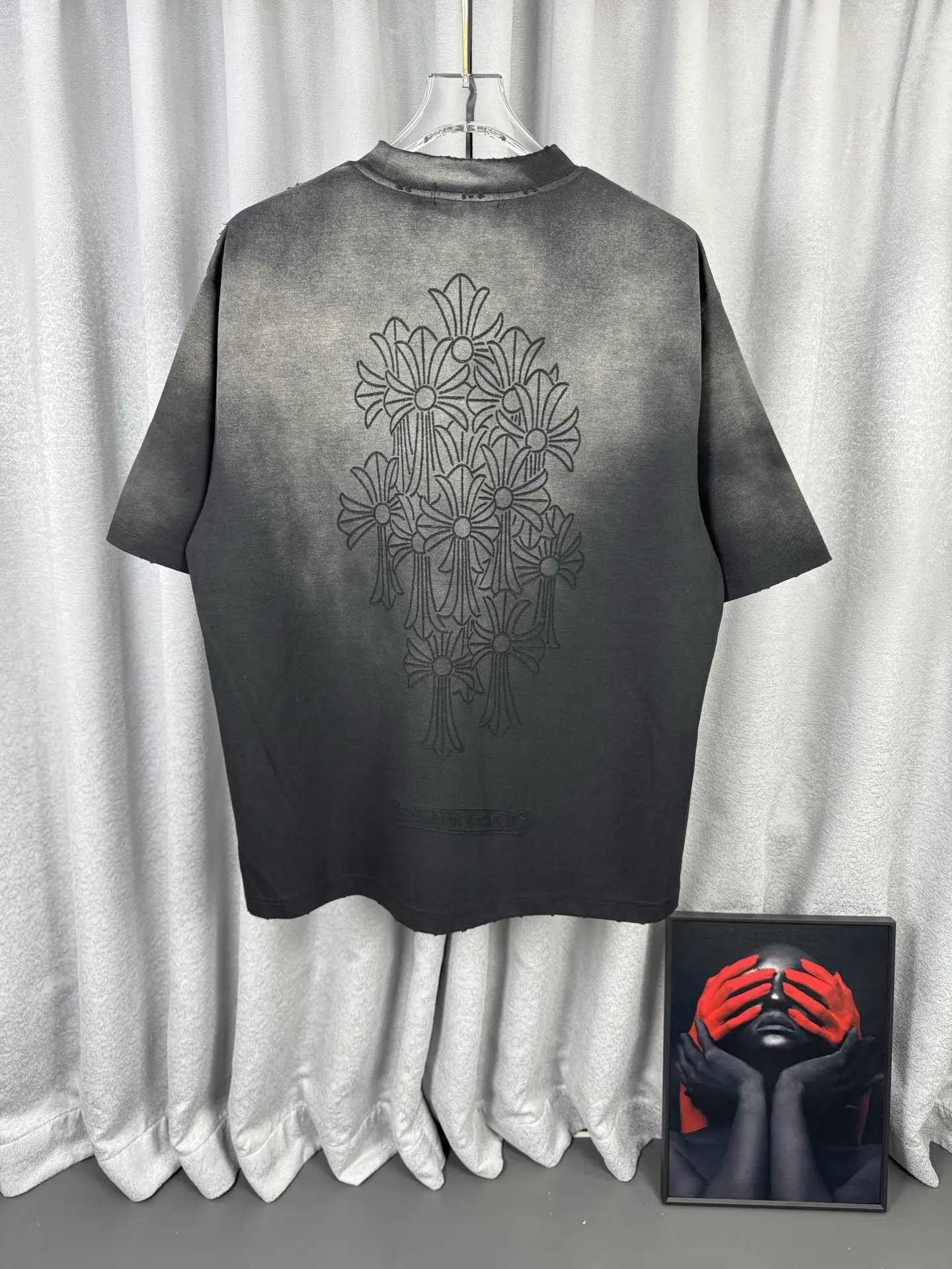 Acid-Wash Embroidered Cotton T-Shirt D16519597 — view 3