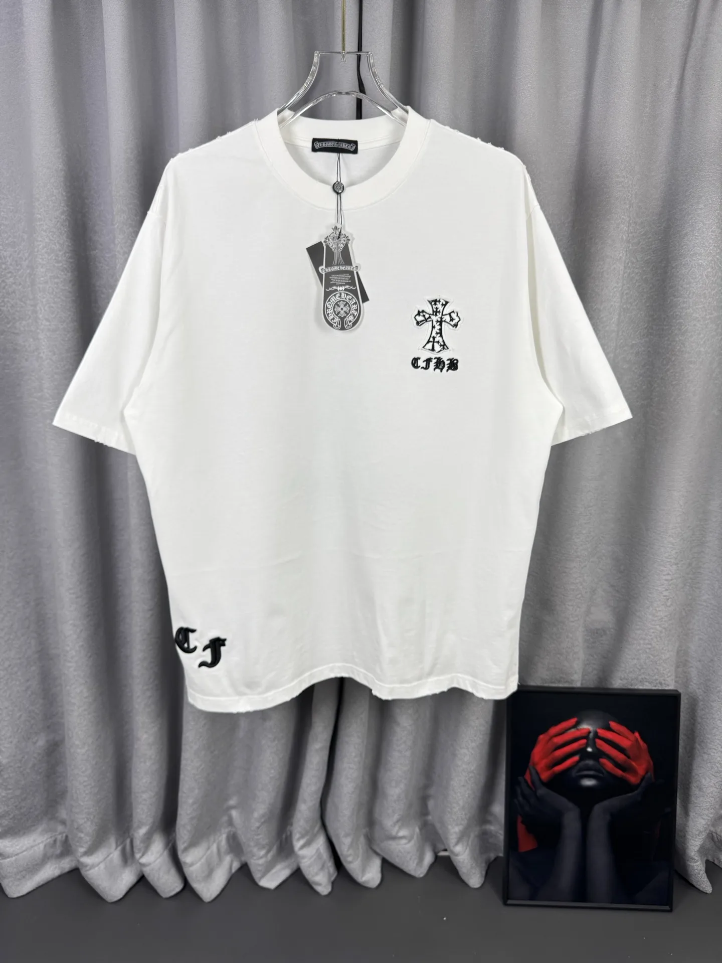 Chrome Hearts Acid-Wash Distressed Cross Patch T-Shirt D16519591