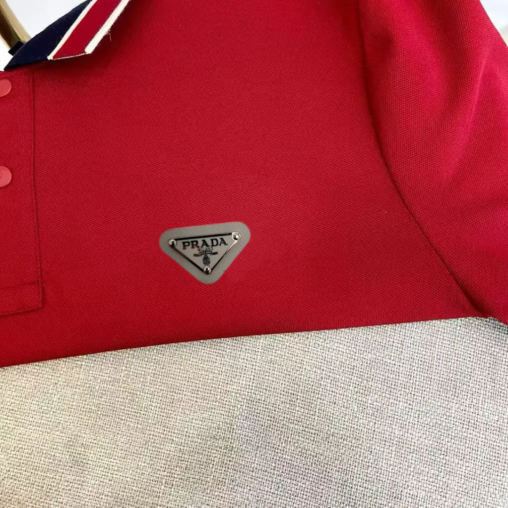 Logo-Badge Tipped Cotton-Blend Polo Shirt D17014452 — view 3