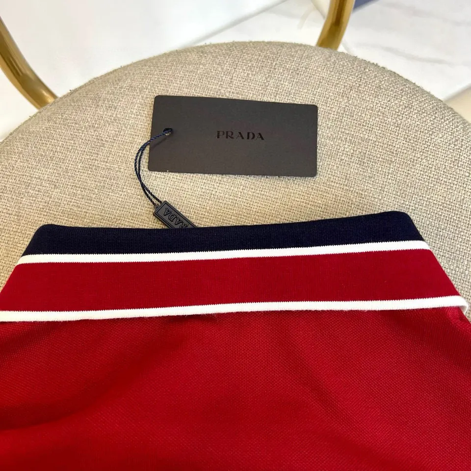 Logo-Badge Tipped Cotton-Blend Polo Shirt D17014452 — view 7