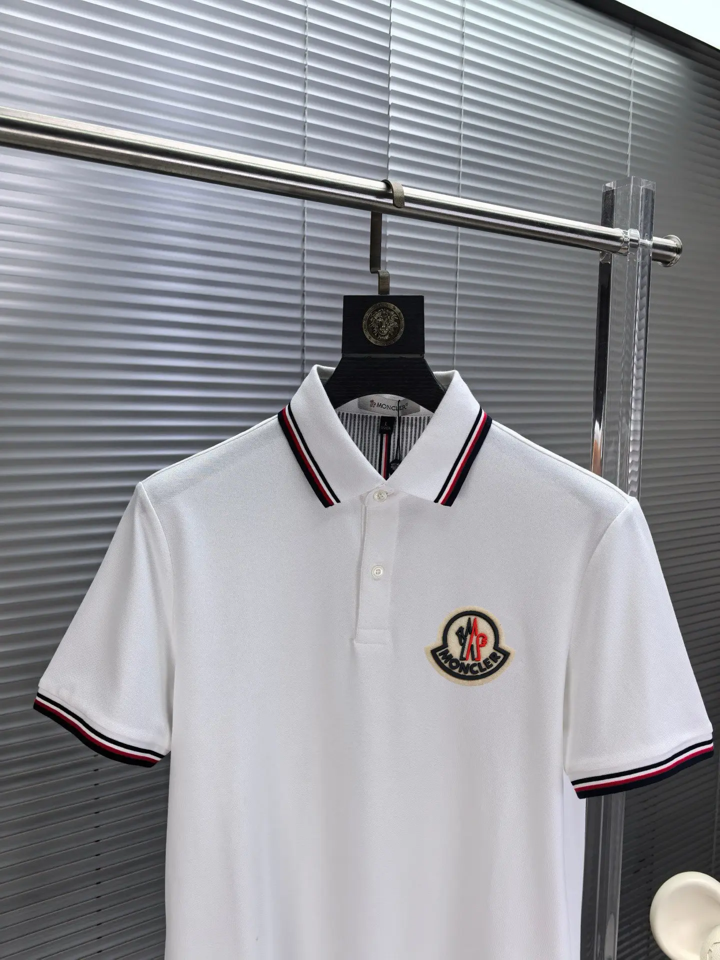 Moncler Tipped Cotton-Blend Polo Shirt D17014471 — view 3