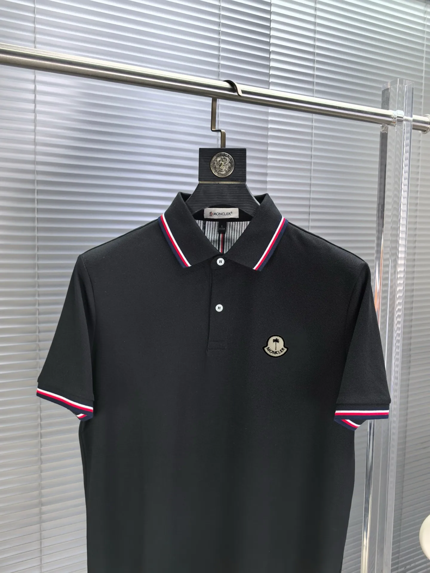 Moncler Tipped Cotton-Blend Polo Shirt D17014475 — view 3