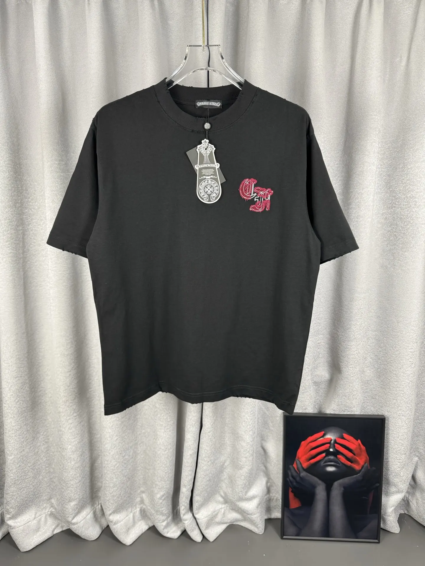 Acid-Wash Embroidered Cotton T-Shirt D17019555