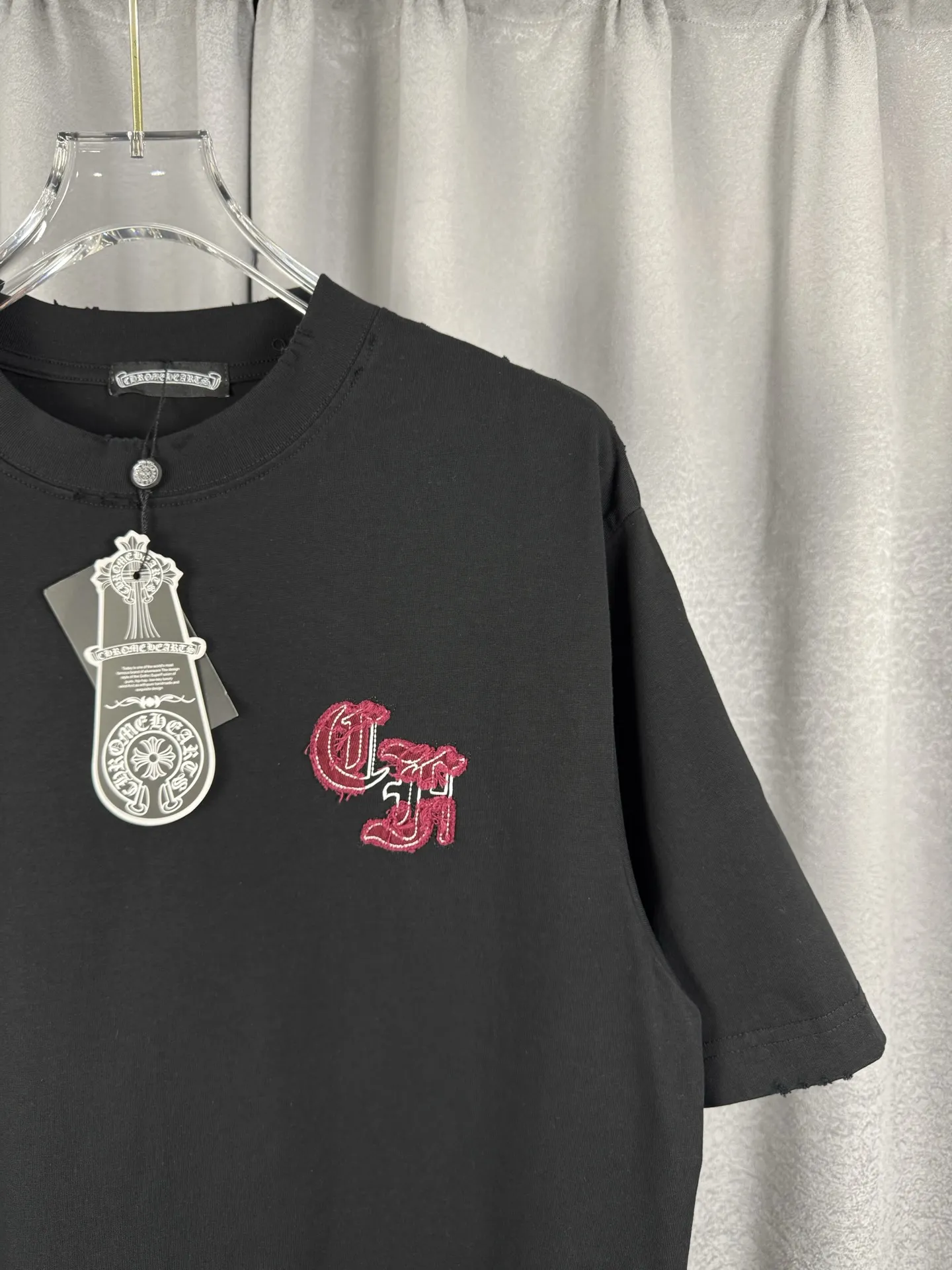 Acid-Wash Embroidered Cotton T-Shirt D17019555 — view 4