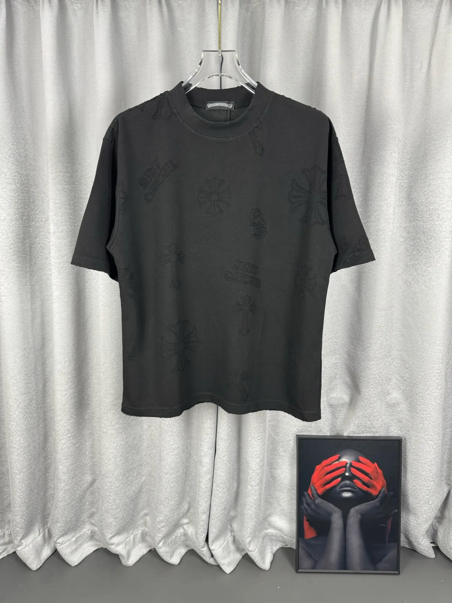 Acid-Wash Laser-Cut Cross T-Shirt D17019554