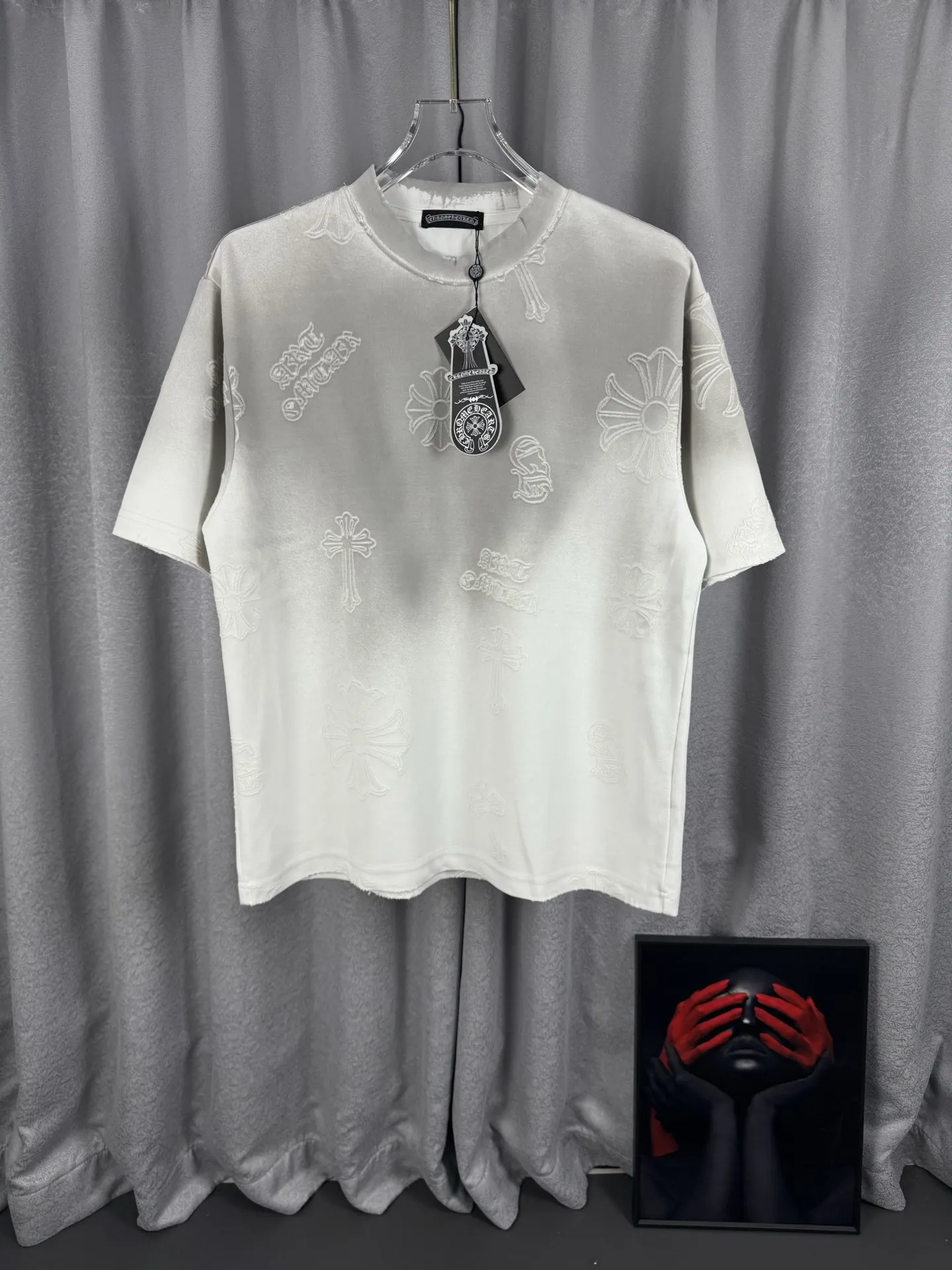 Acid-Wash Laser-Cut Cross T-Shirt D17019553