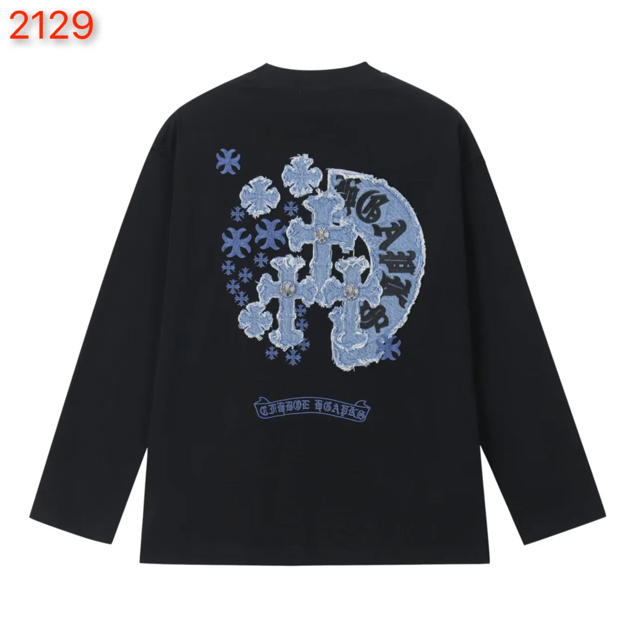 Denim Patchwork Embroidered Long-Sleeve T-Shirt D18024910