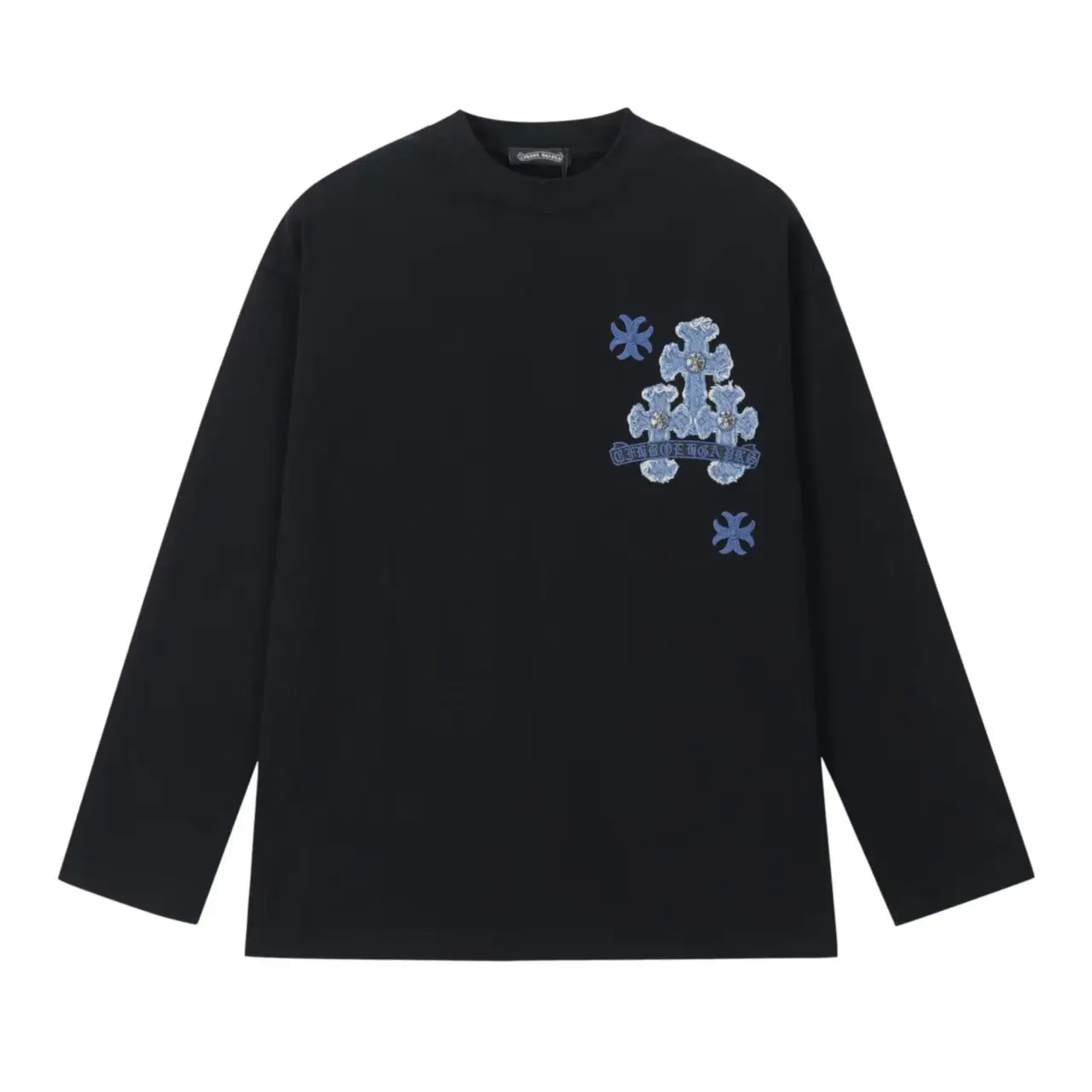 Denim Patchwork Embroidered Long-Sleeve T-Shirt D18024910 — view 2