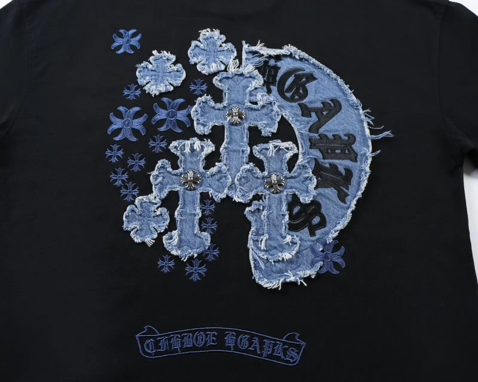 Denim Patchwork Embroidered Long-Sleeve T-Shirt D18024910 — view 4