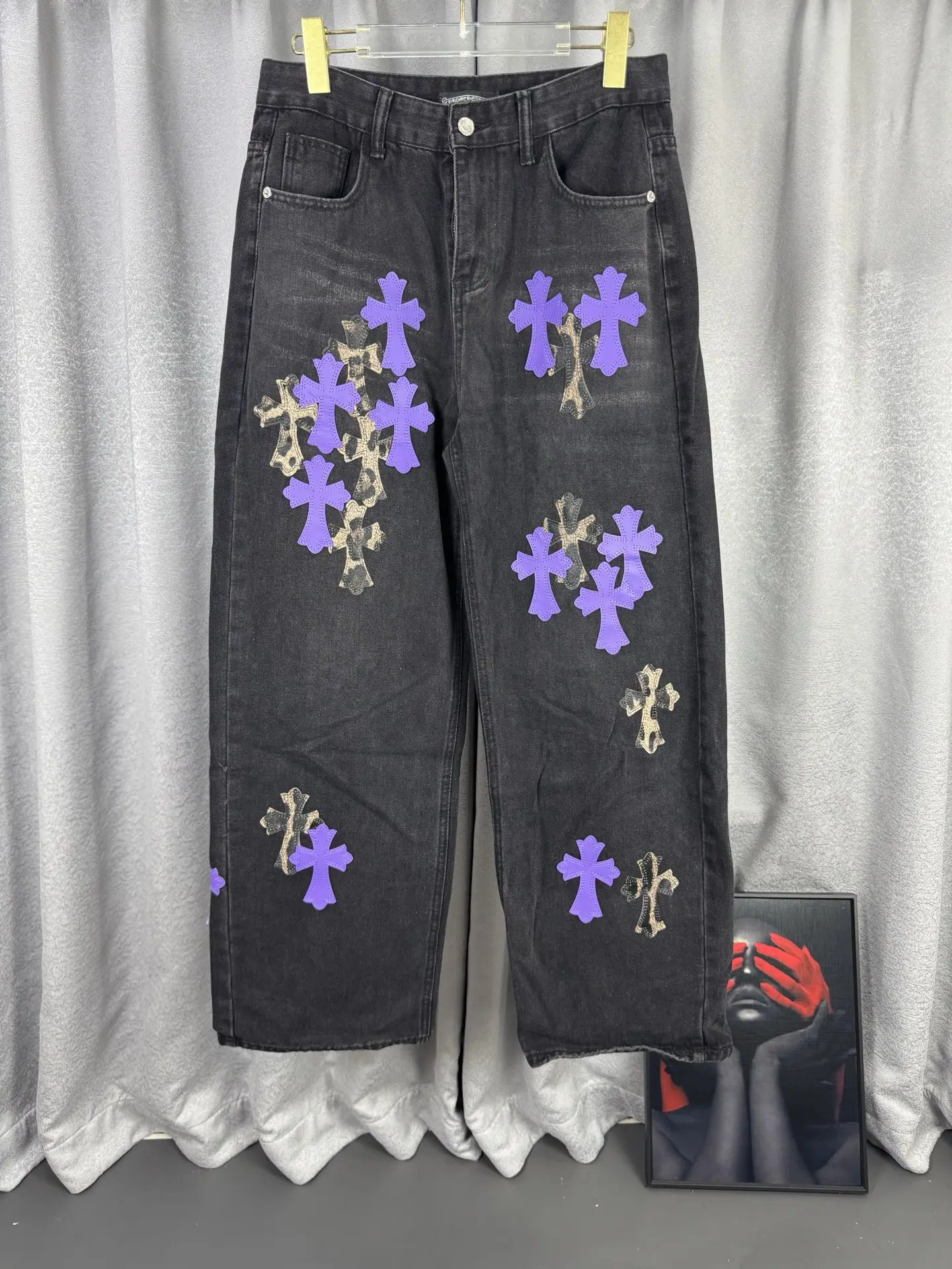 Chrome Hearts Cross Patch Straight-Leg Jeans D18019543