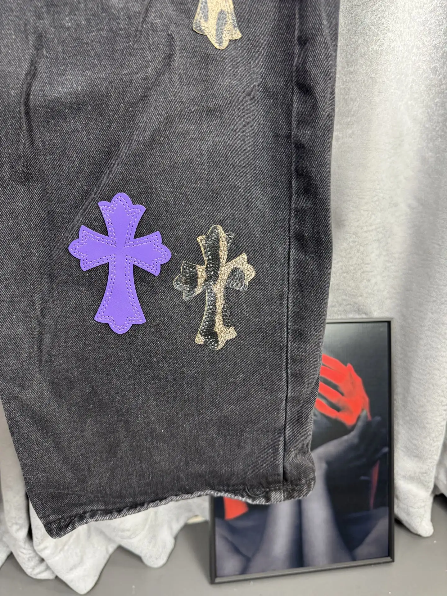 Chrome Hearts Cross Patch Straight-Leg Jeans D18019543 — view 7