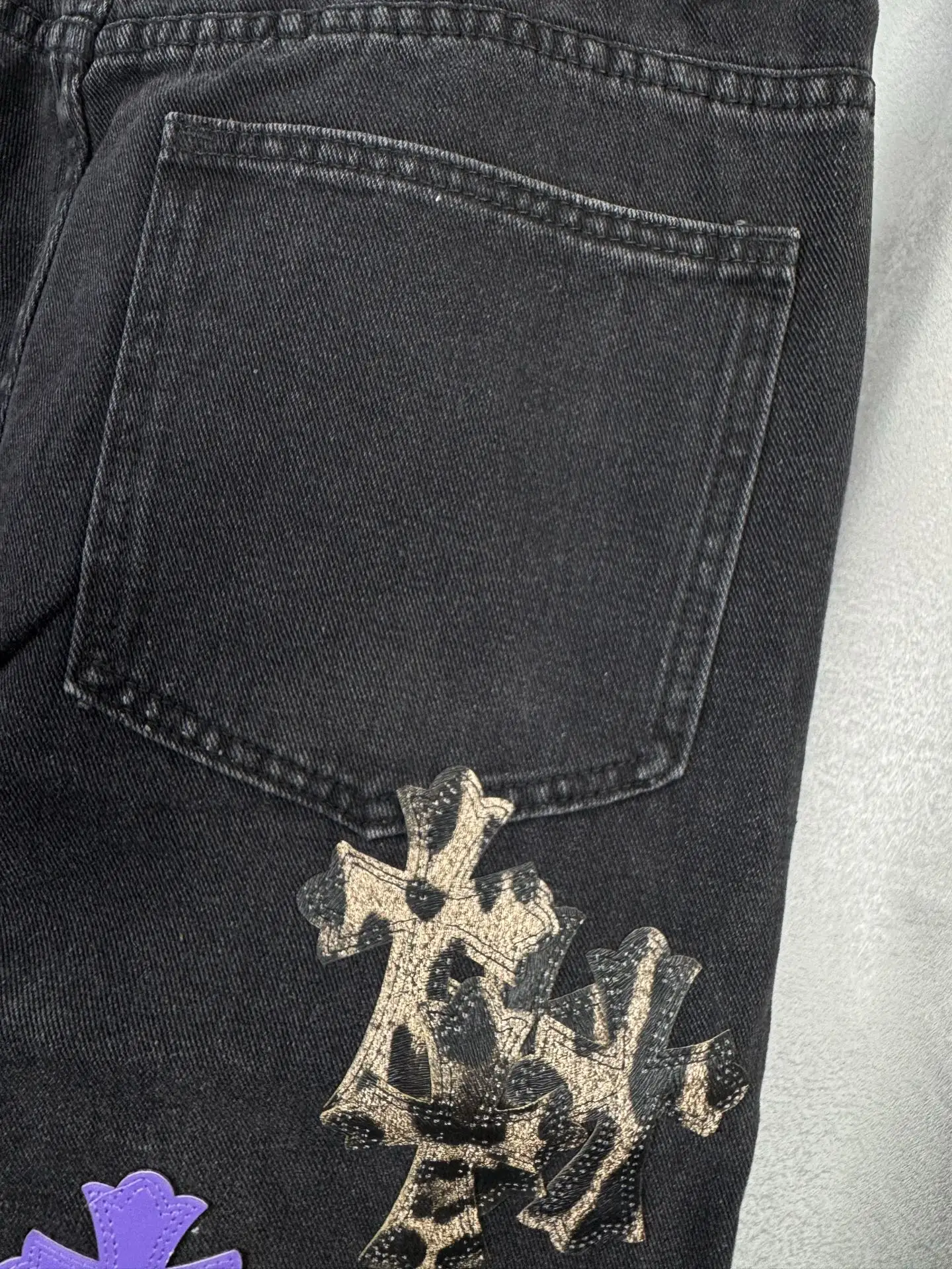 Chrome Hearts Cross Patch Straight-Leg Jeans D18019543 — view 9