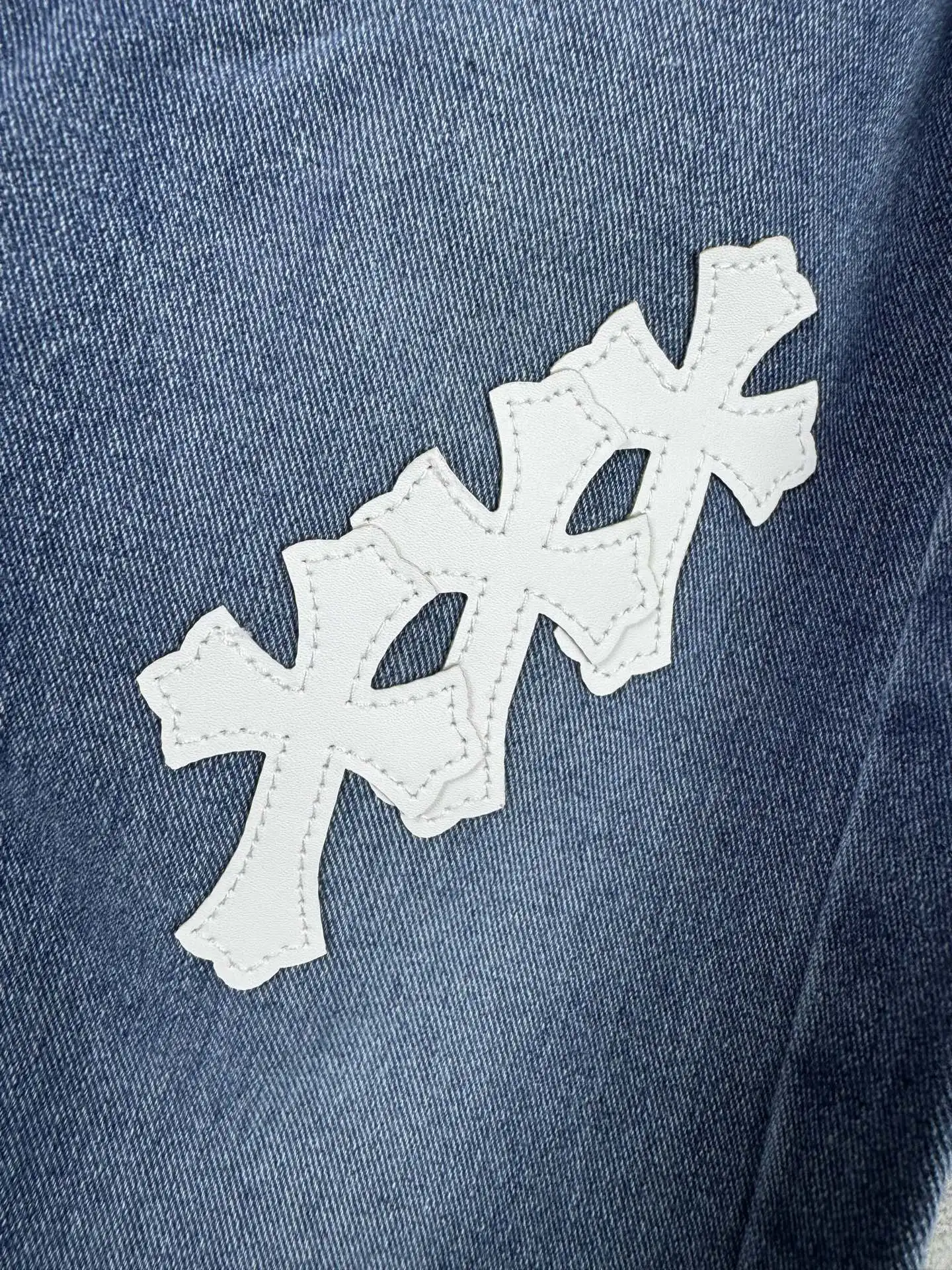 Leather Cross Patch Straight-Leg Jeans D18019546 — view 7