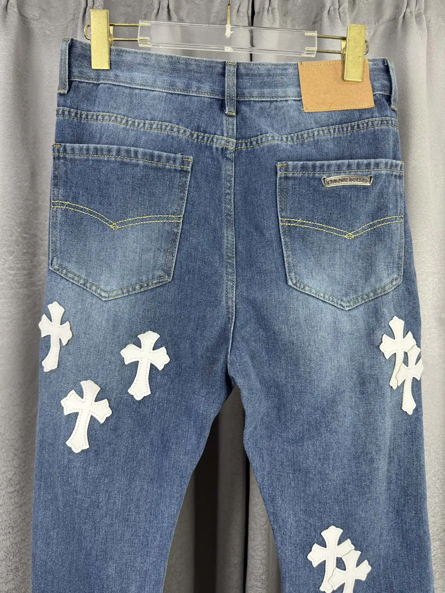 Leather Cross Patch Straight-Leg Jeans D18019546 — view 8