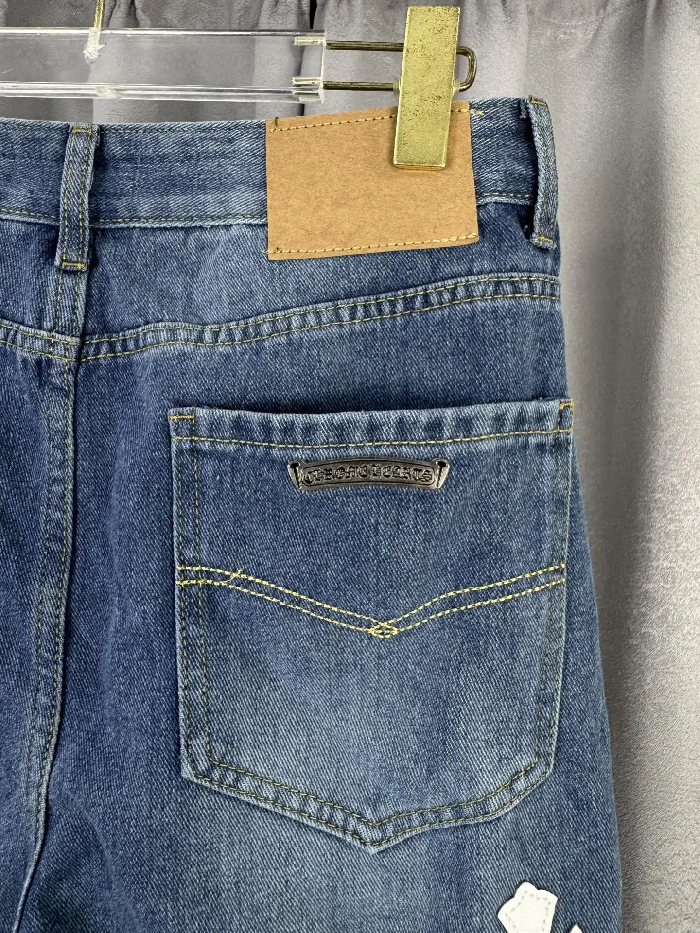Leather Cross Patch Straight-Leg Jeans D18019546 — view 9
