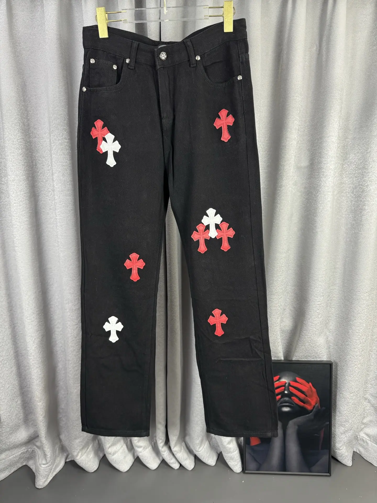 Chrome Hearts Leather Patch Straight-Leg Jeans D18019572