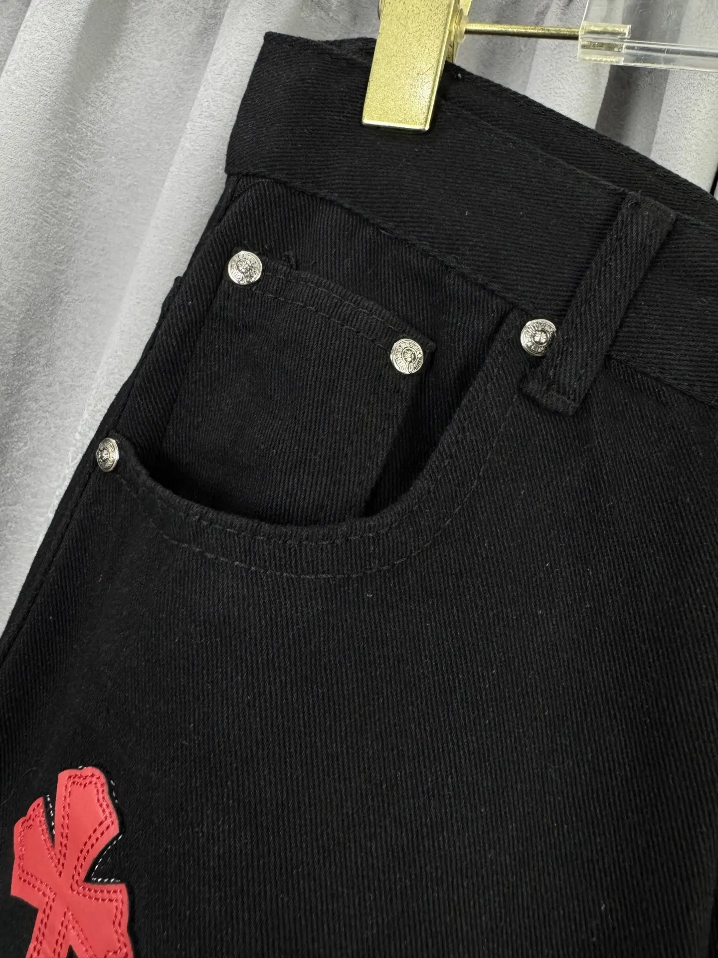 Chrome Hearts Leather Patch Straight-Leg Jeans D18019572 — view 4