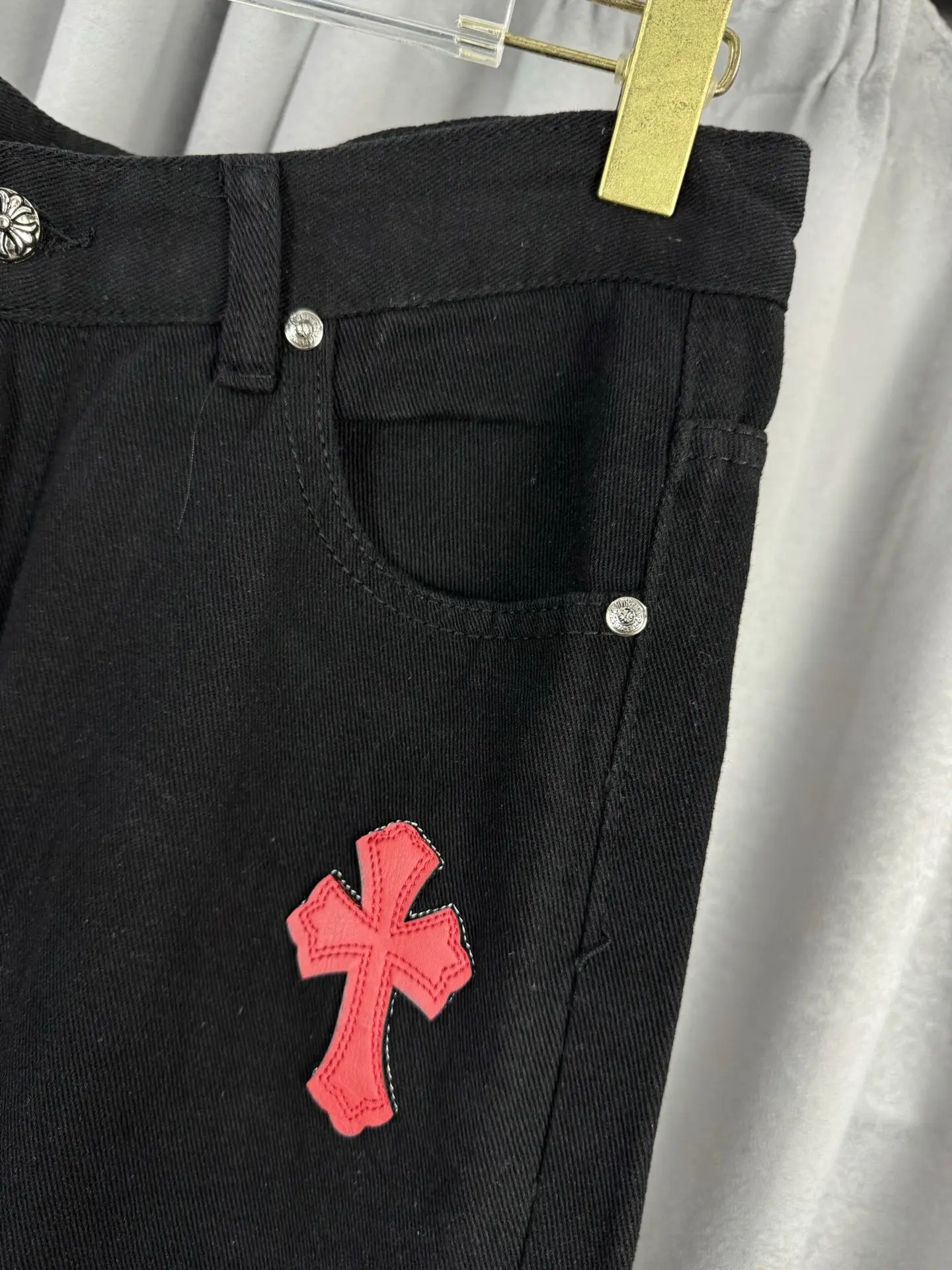 Chrome Hearts Leather Patch Straight-Leg Jeans D18019572 — view 6