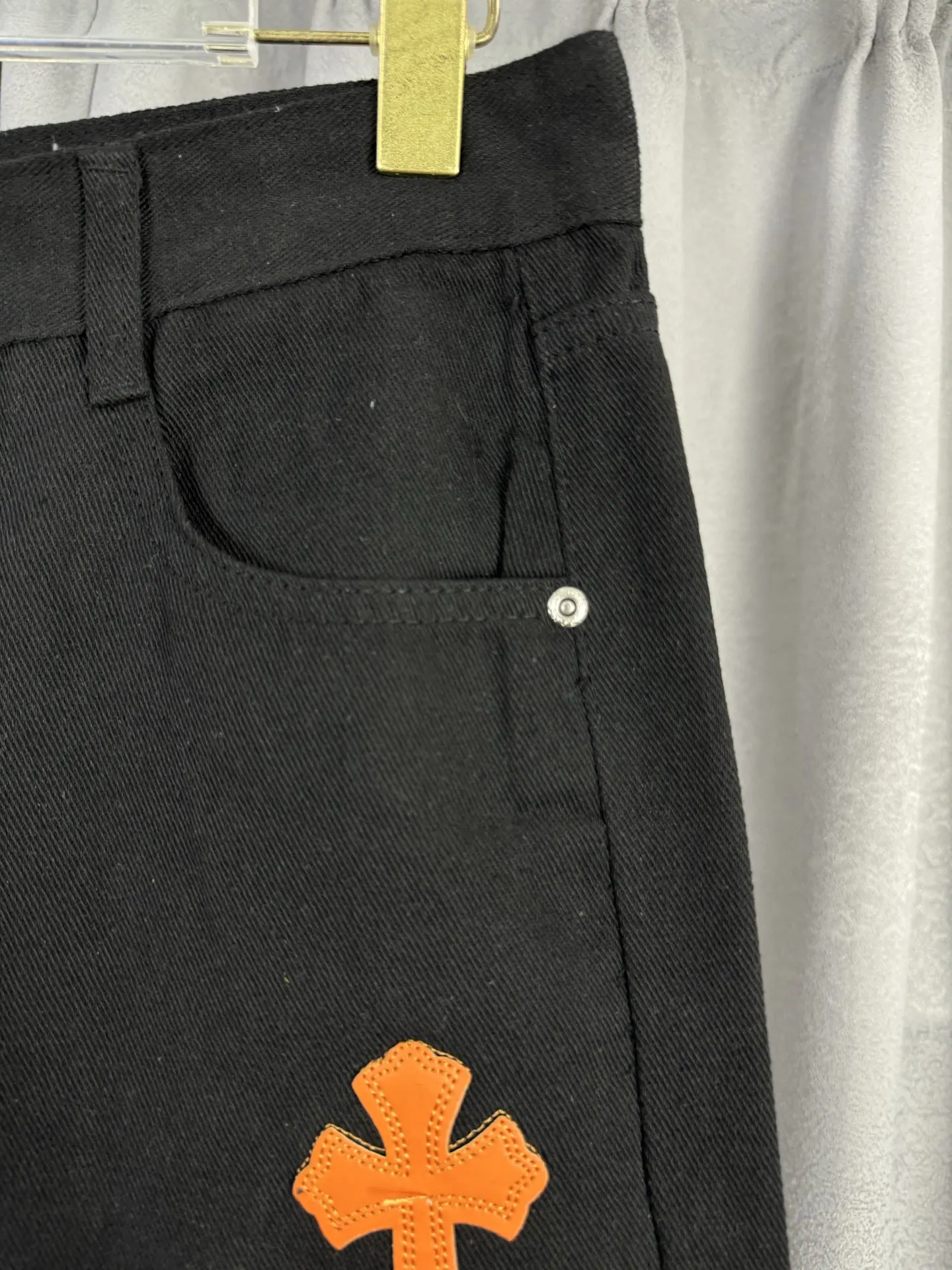 Chrome Hearts Leather Cross Patch Straight-Leg Jeans D18019575 — view 6