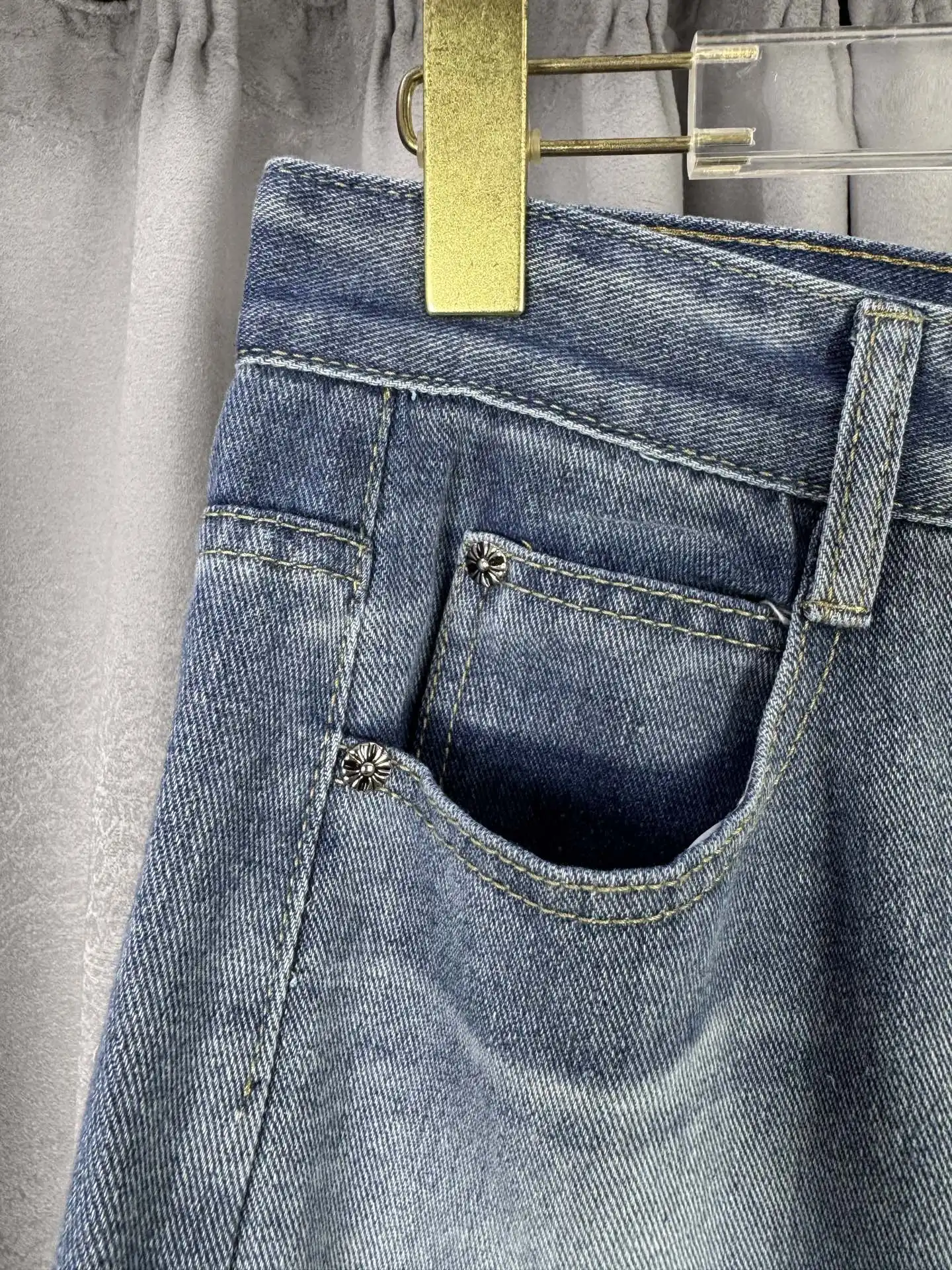 Leather Cross Patch Straight-Leg Jeans D18019579 — view 3