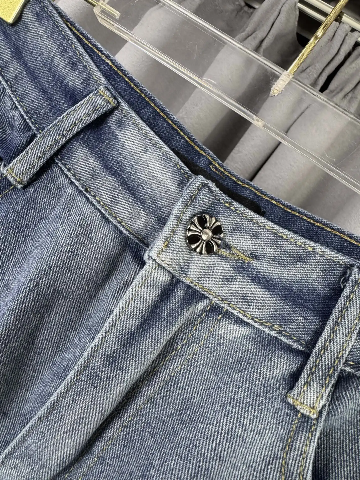 Leather Cross Patch Straight-Leg Jeans D18019579 — view 4