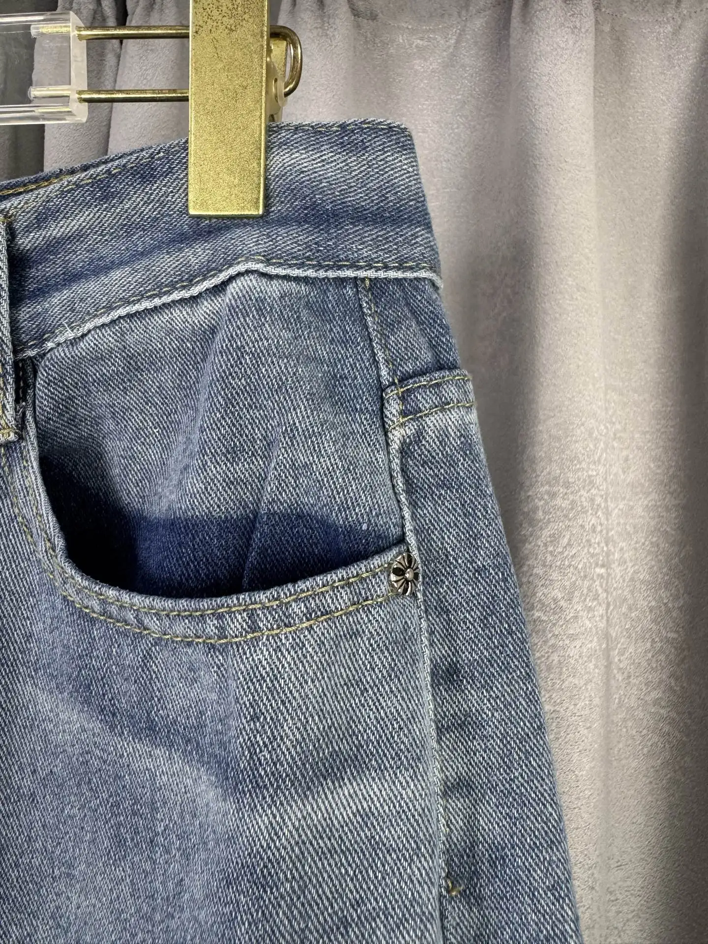 Leather Cross Patch Straight-Leg Jeans D18019579 — view 5