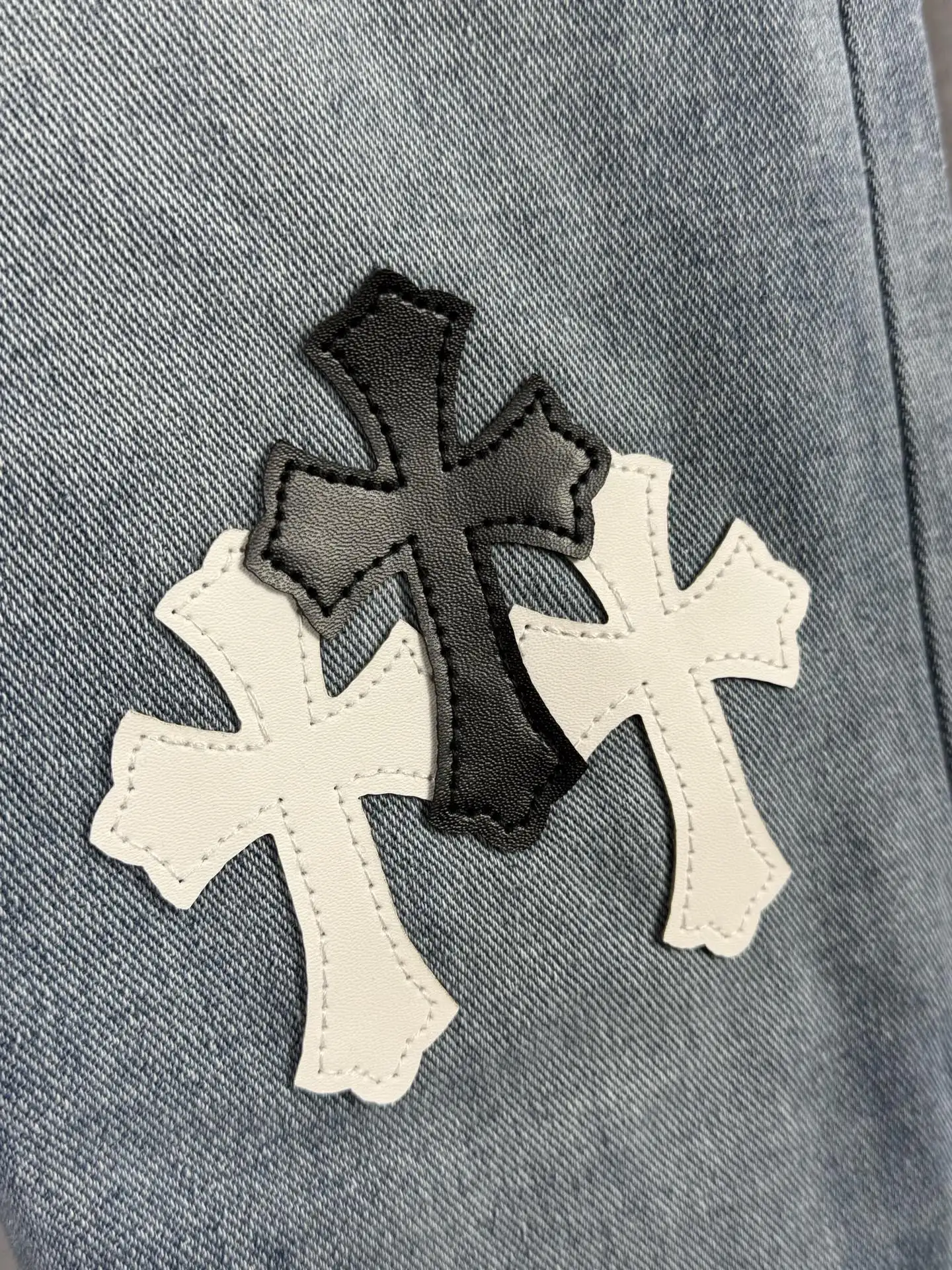 Leather Cross Patch Straight-Leg Jeans D18019579 — view 6