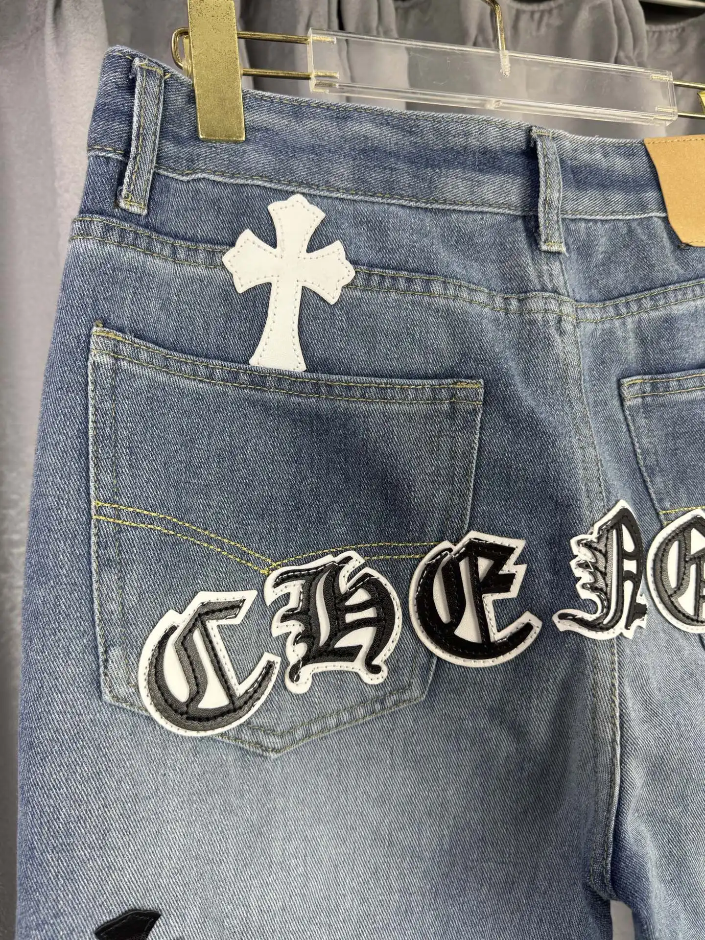 Leather Cross Patch Straight-Leg Jeans D18019579 — view 9