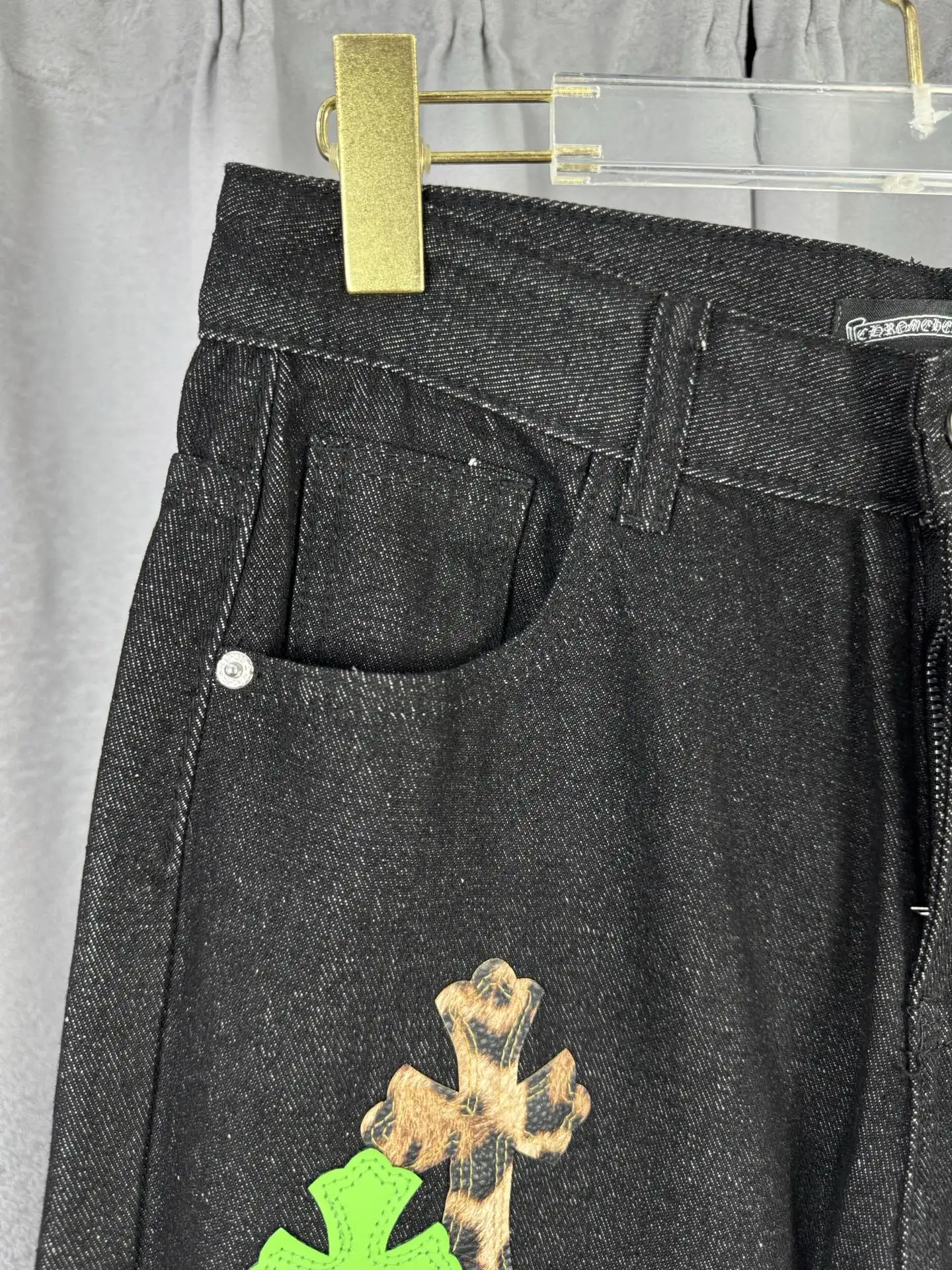Chrome Hearts Leopard and Neon Cross Patch Jeans D18019545 — view 4