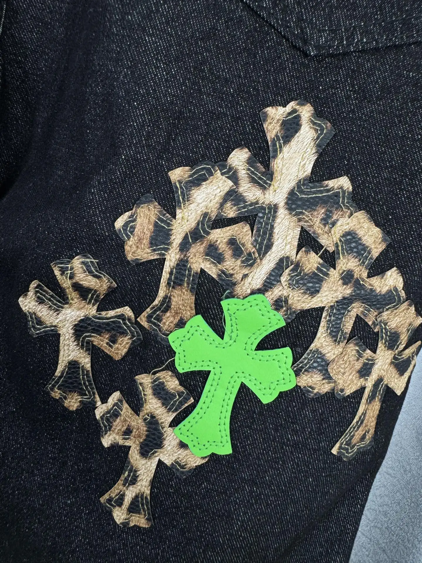 Chrome Hearts Leopard and Neon Cross Patch Jeans D18019545 — view 7