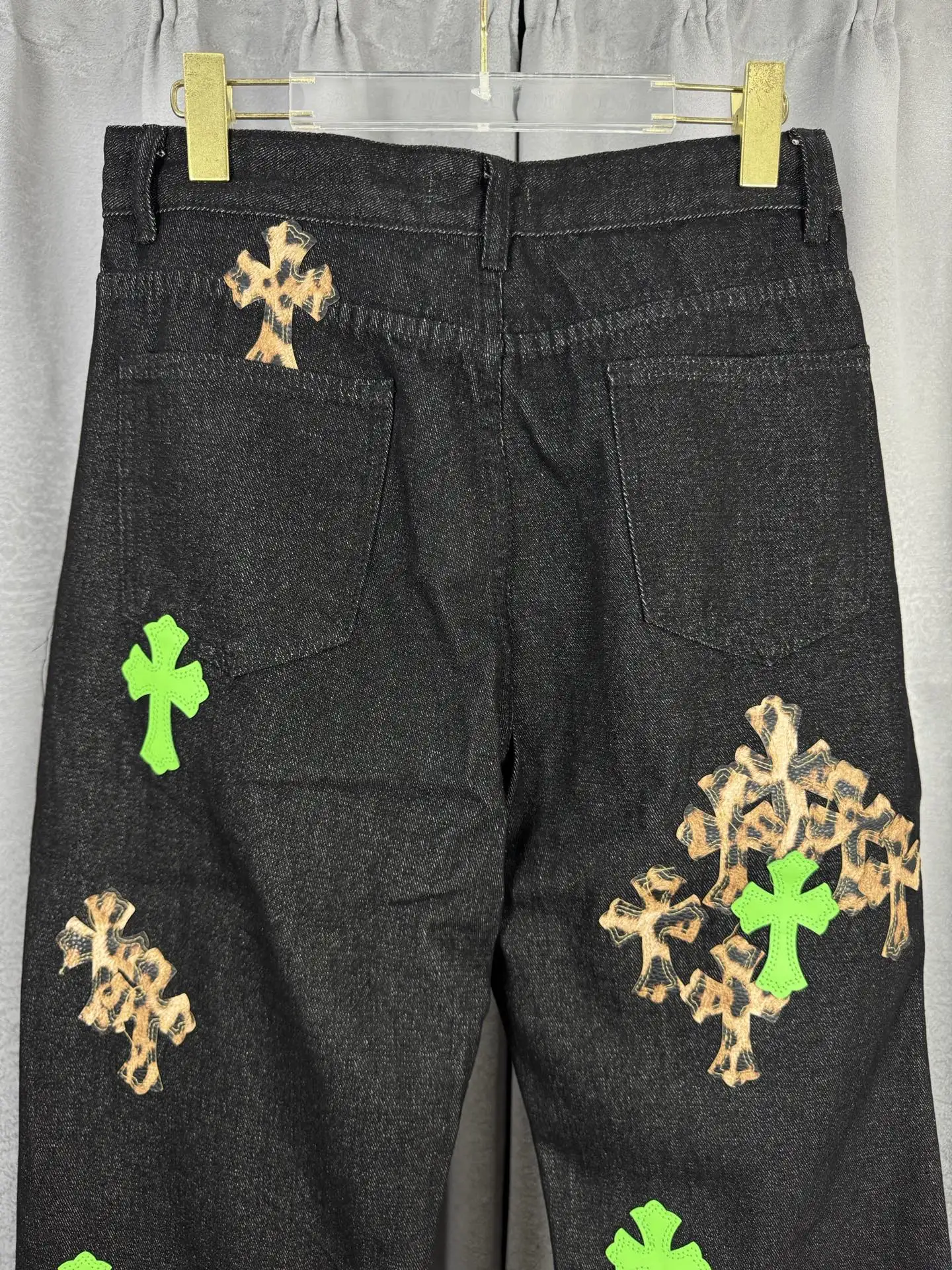 Chrome Hearts Leopard and Neon Cross Patch Jeans D18019545 — view 8