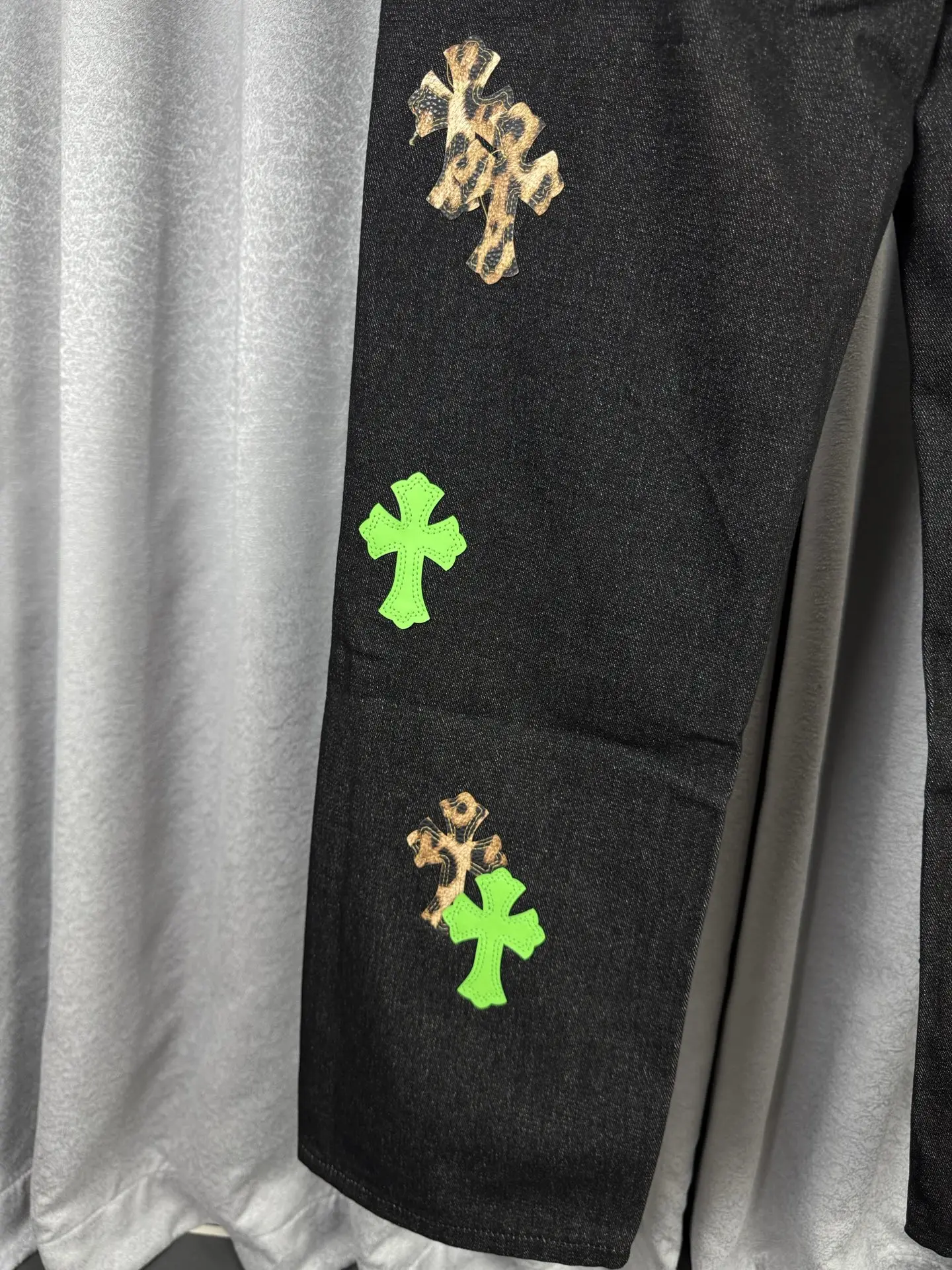 Chrome Hearts Leopard and Neon Cross Patch Jeans D18019545 — view 9