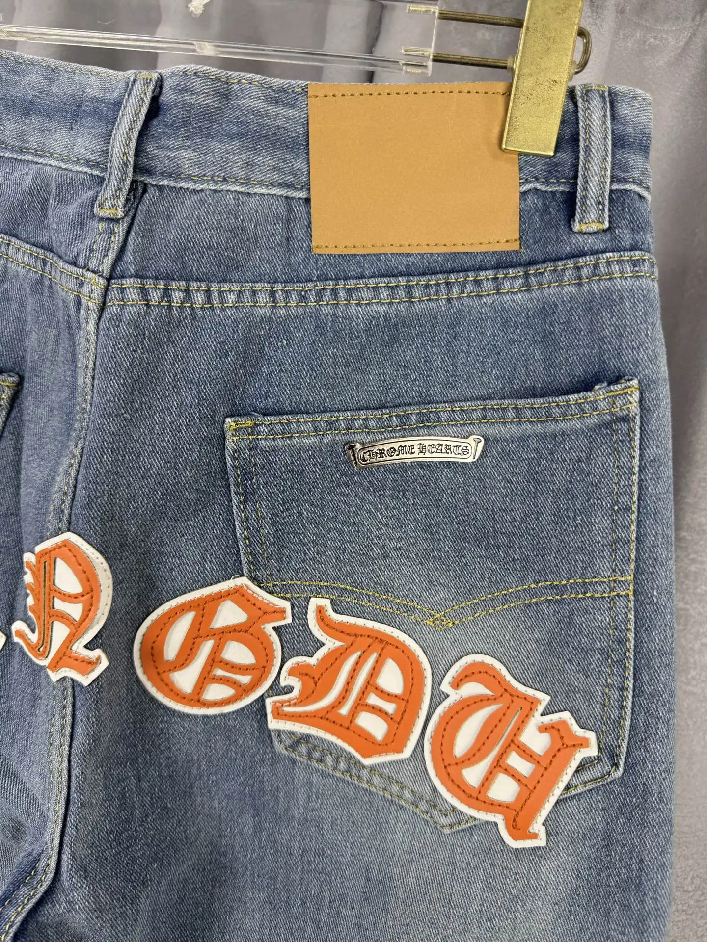 Leather Cross Patch Straight-Leg Jeans D18019544 — view 7