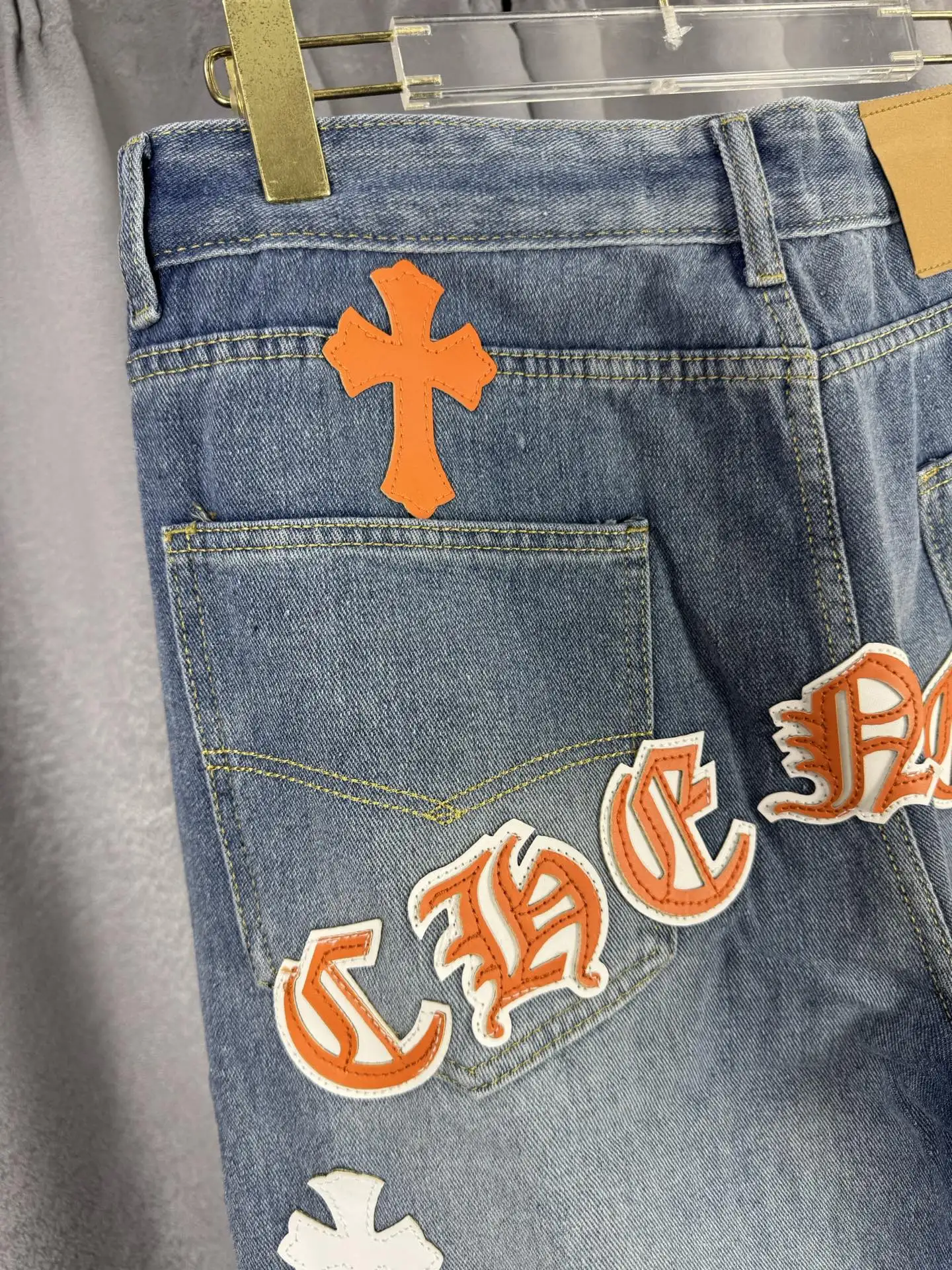 Leather Cross Patch Straight-Leg Jeans D18019544 — view 9