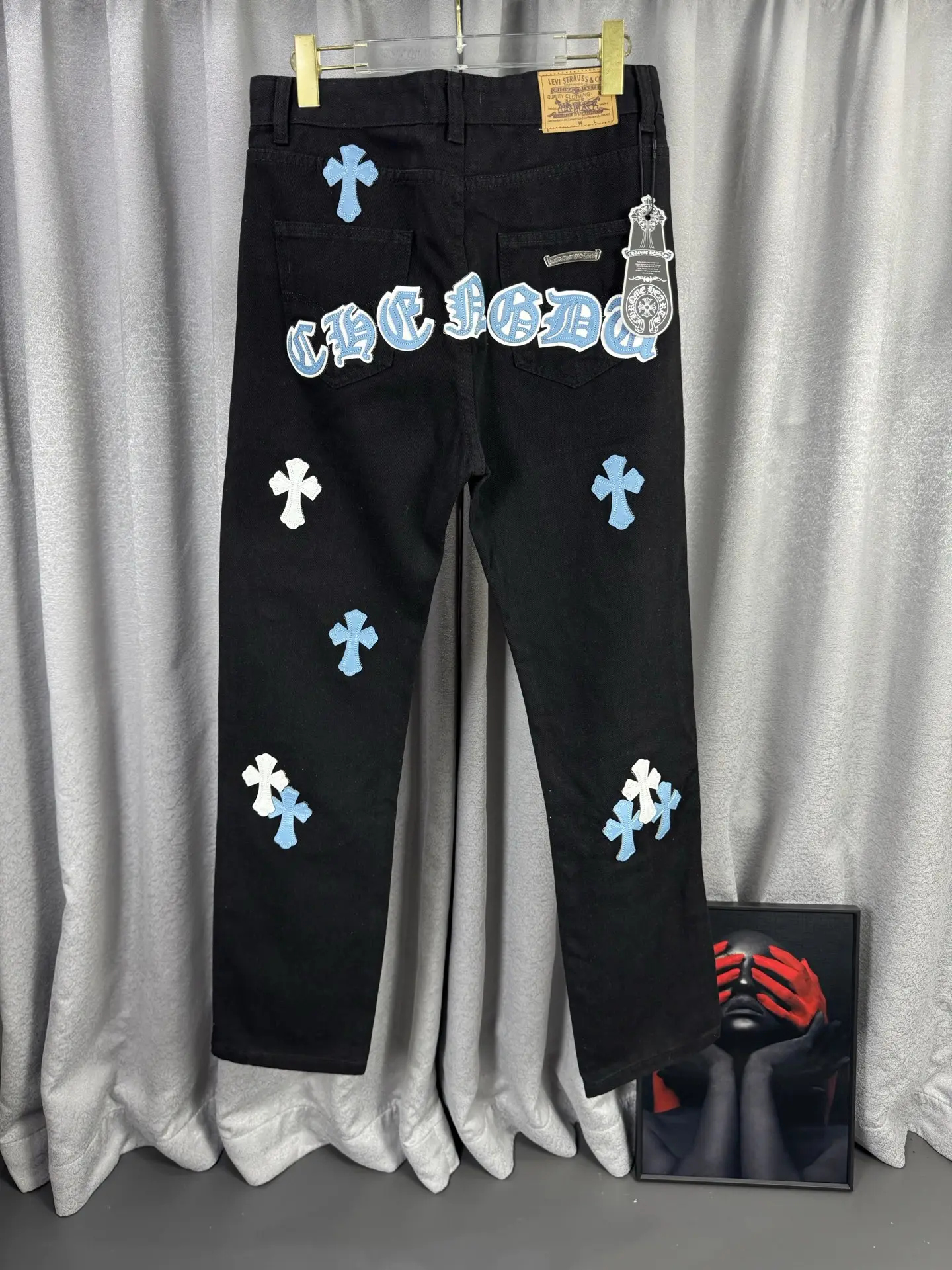 Chrome Hearts Cross Patch Remake Straight-Leg Jeans D18019571 — view 2