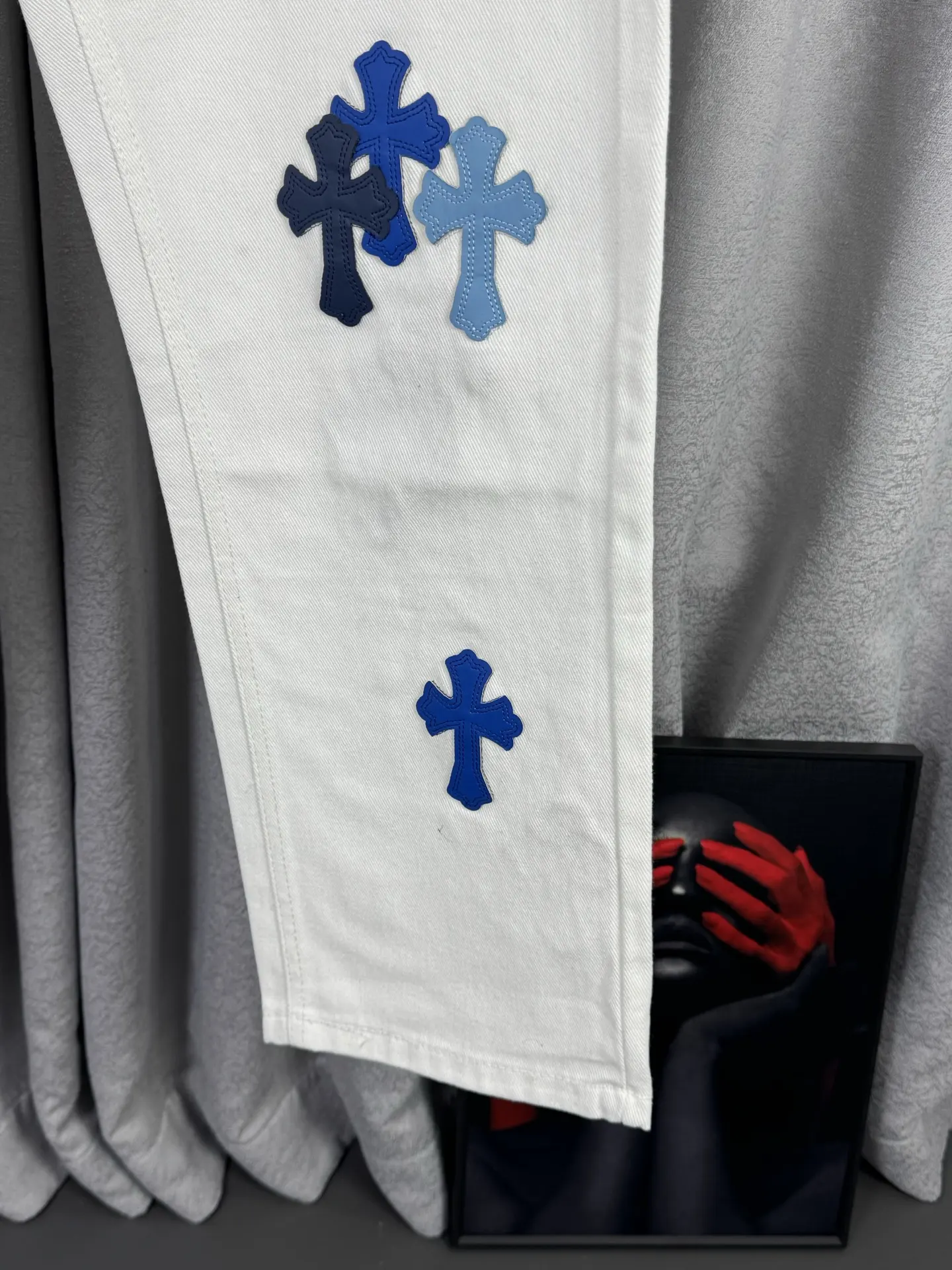 Chrome Hearts Cross-Patch Straight-Leg Jeans D18019577 — view 8