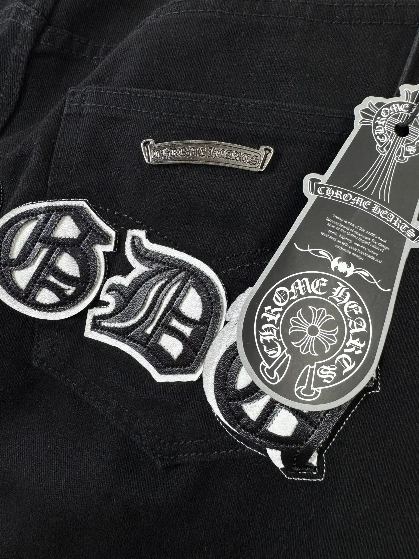 Chrome Hearts Leather Cross Patch Straight-Leg Jeans D18019578 — view 8