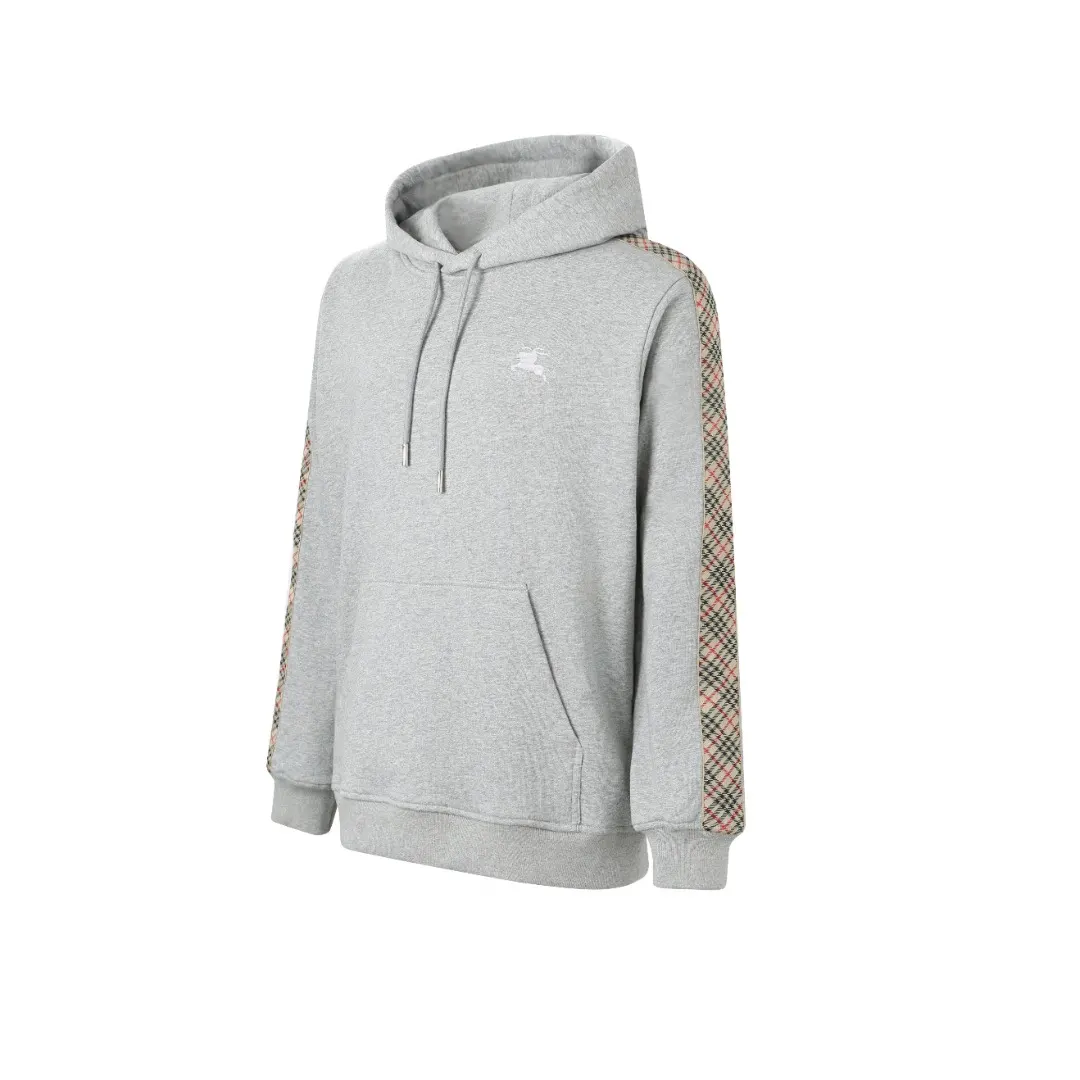 Check-Trim Cotton-Blend Jersey Hoodie D18521662 — view 2