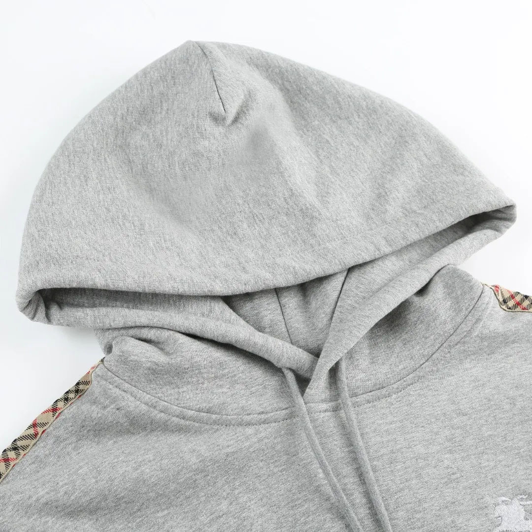 Check-Trim Cotton-Blend Jersey Hoodie D18521662 — view 4