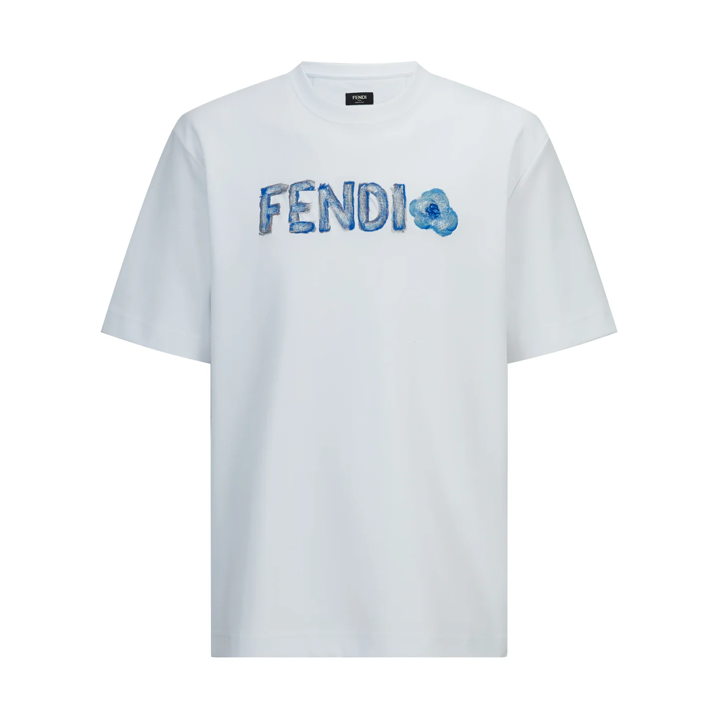 Flower Logo Embroidered Cotton T-Shirt D18514185