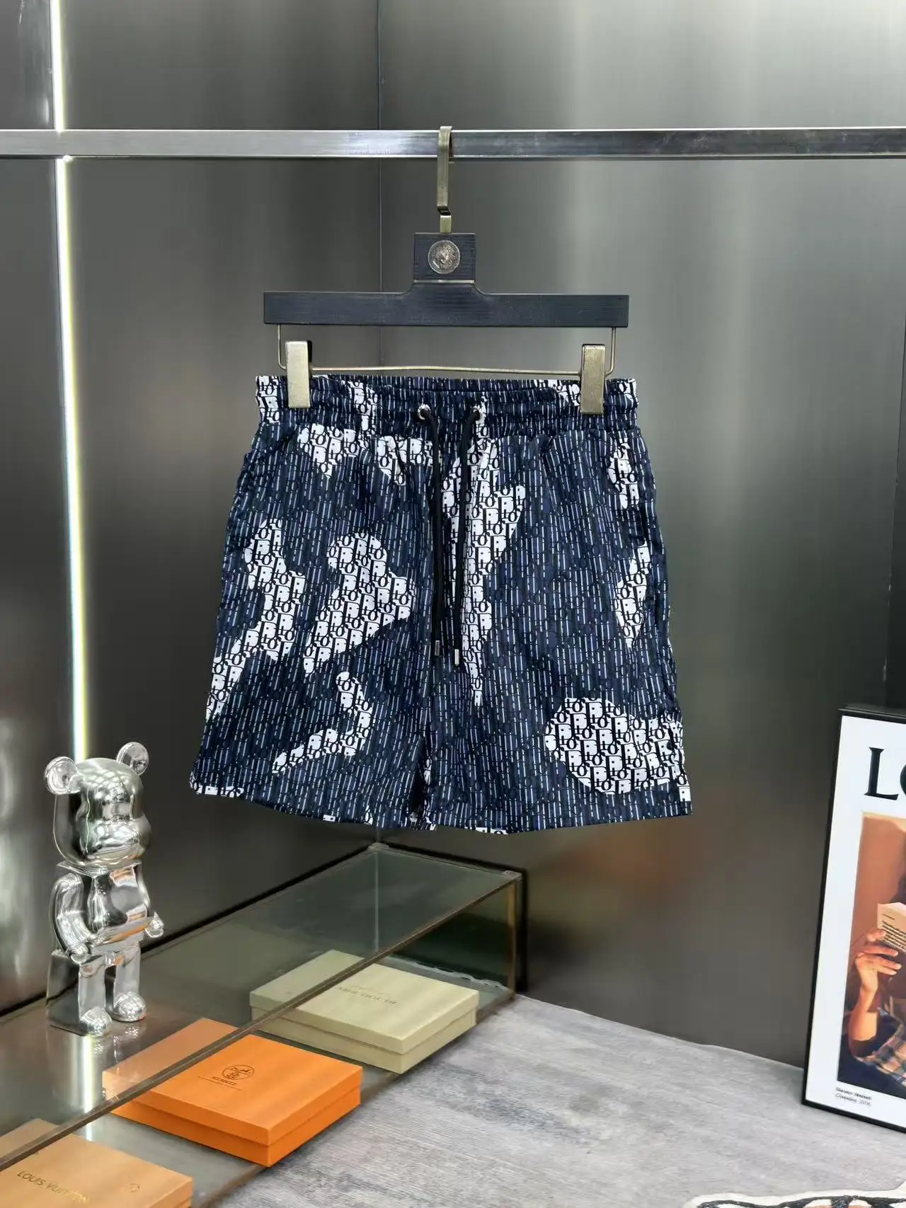 Oblique Print Quick-Dry Swim Shorts D18512376