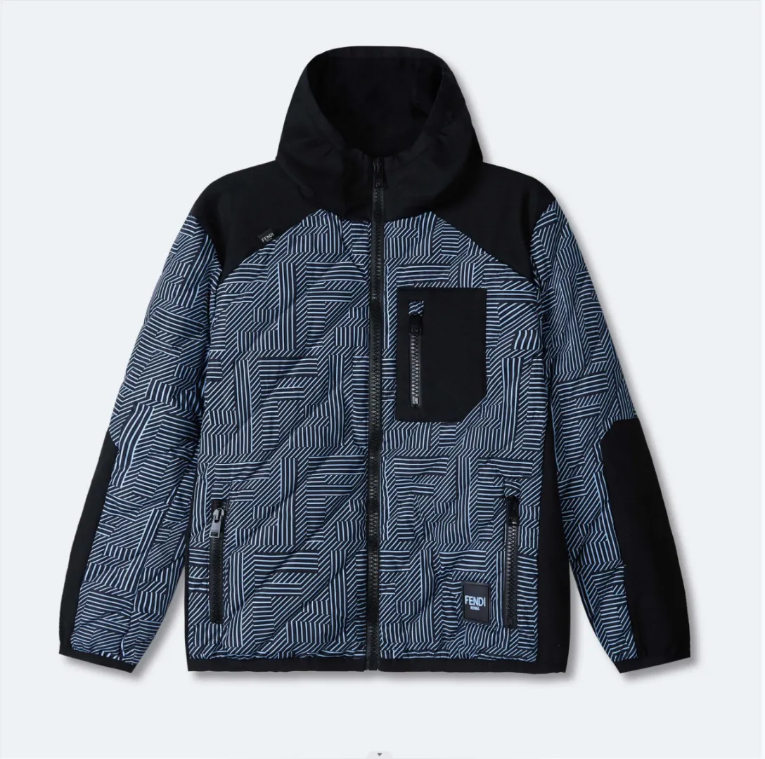 FF Pattern Hooded Puffer Jacket D19021651