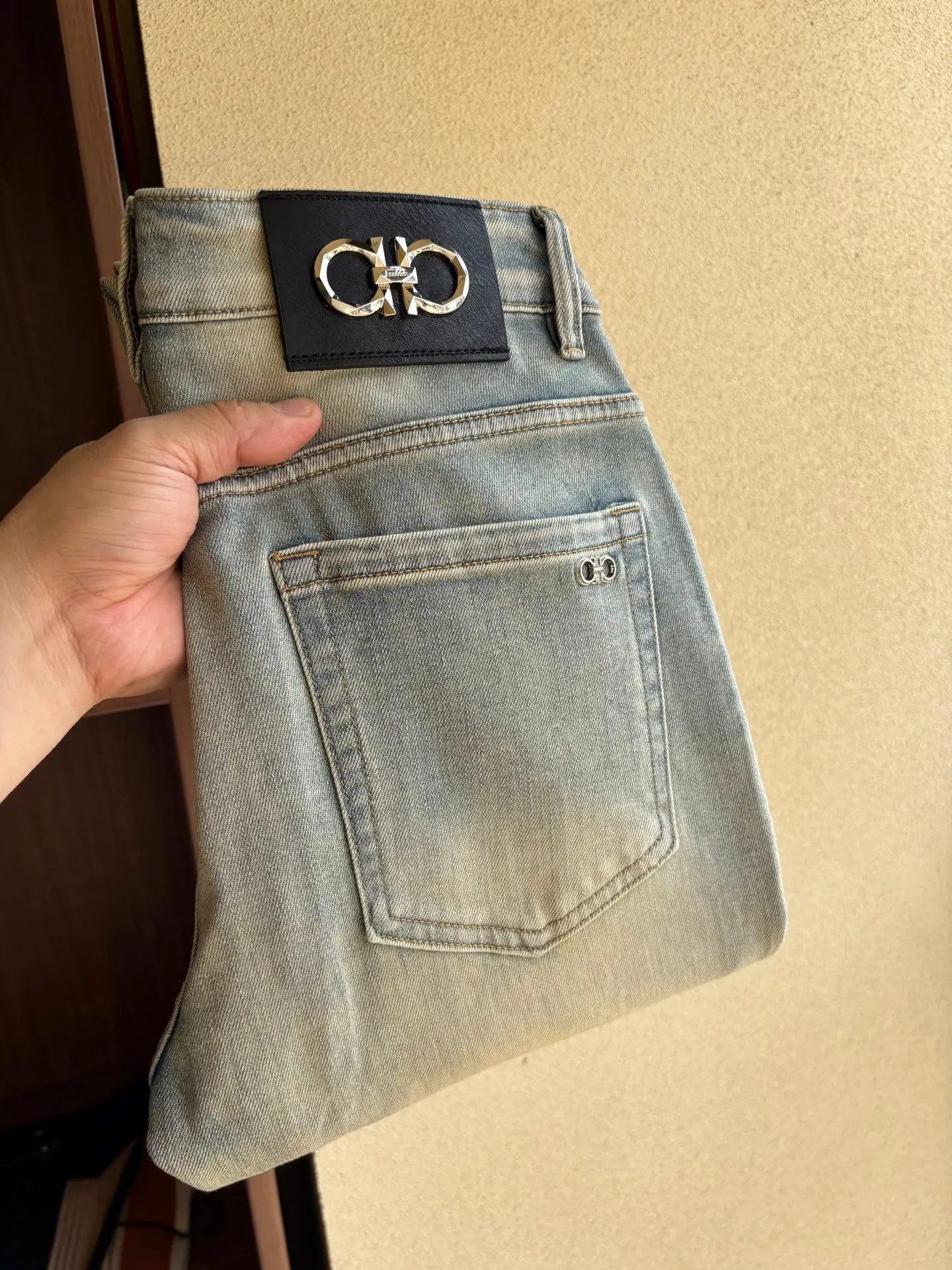 Gancini Logo Patch Slim-Fit Jeans D19019069