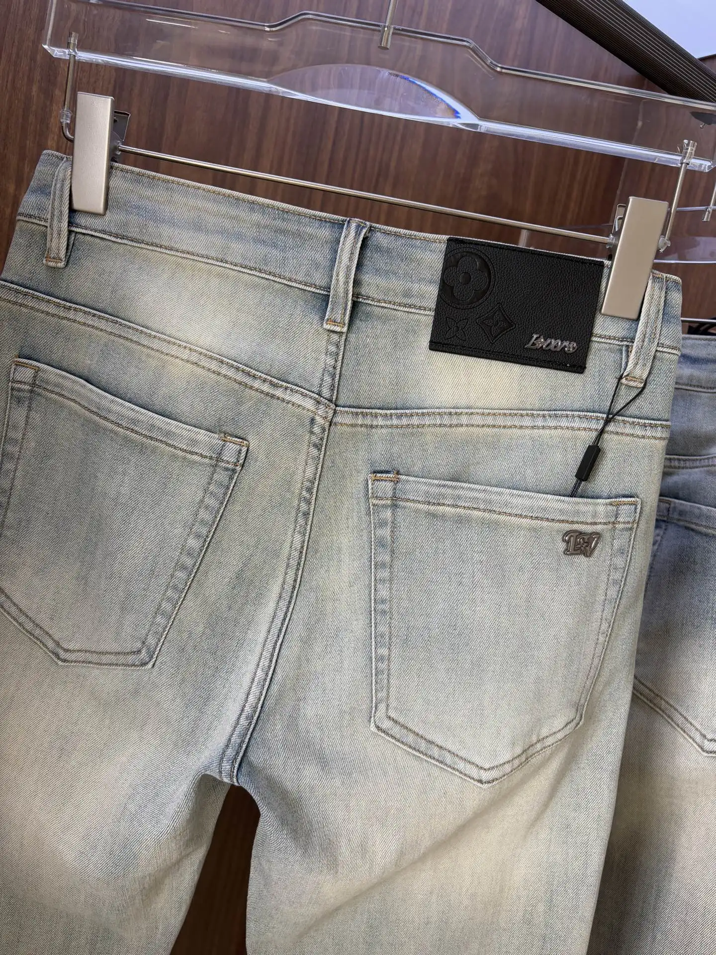 Monogram Leather Patch Slim-Fit Jeans D19019077 — view 7